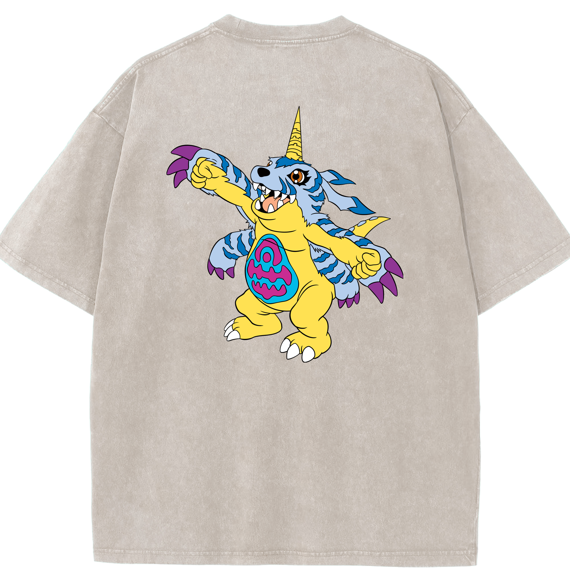 （画像用） Digimon デジタルモンスター/デジモン 綿100% ヴィンテージ風 半袖Tシャツ（背面プリント）