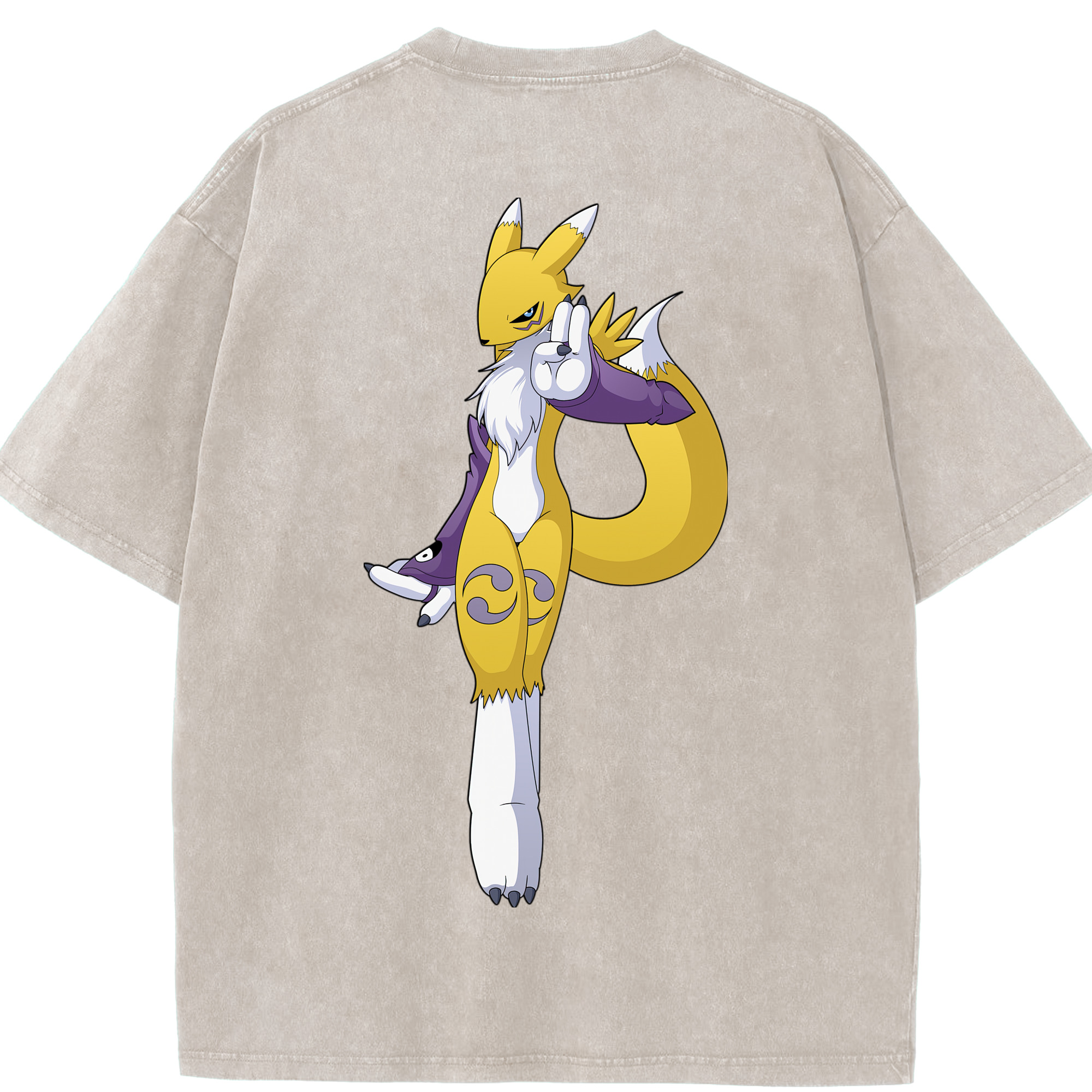 （画像用） Digimon デジタルモンスター/デジモン 綿100% ヴィンテージ風 半袖Tシャツ（背面プリント）
