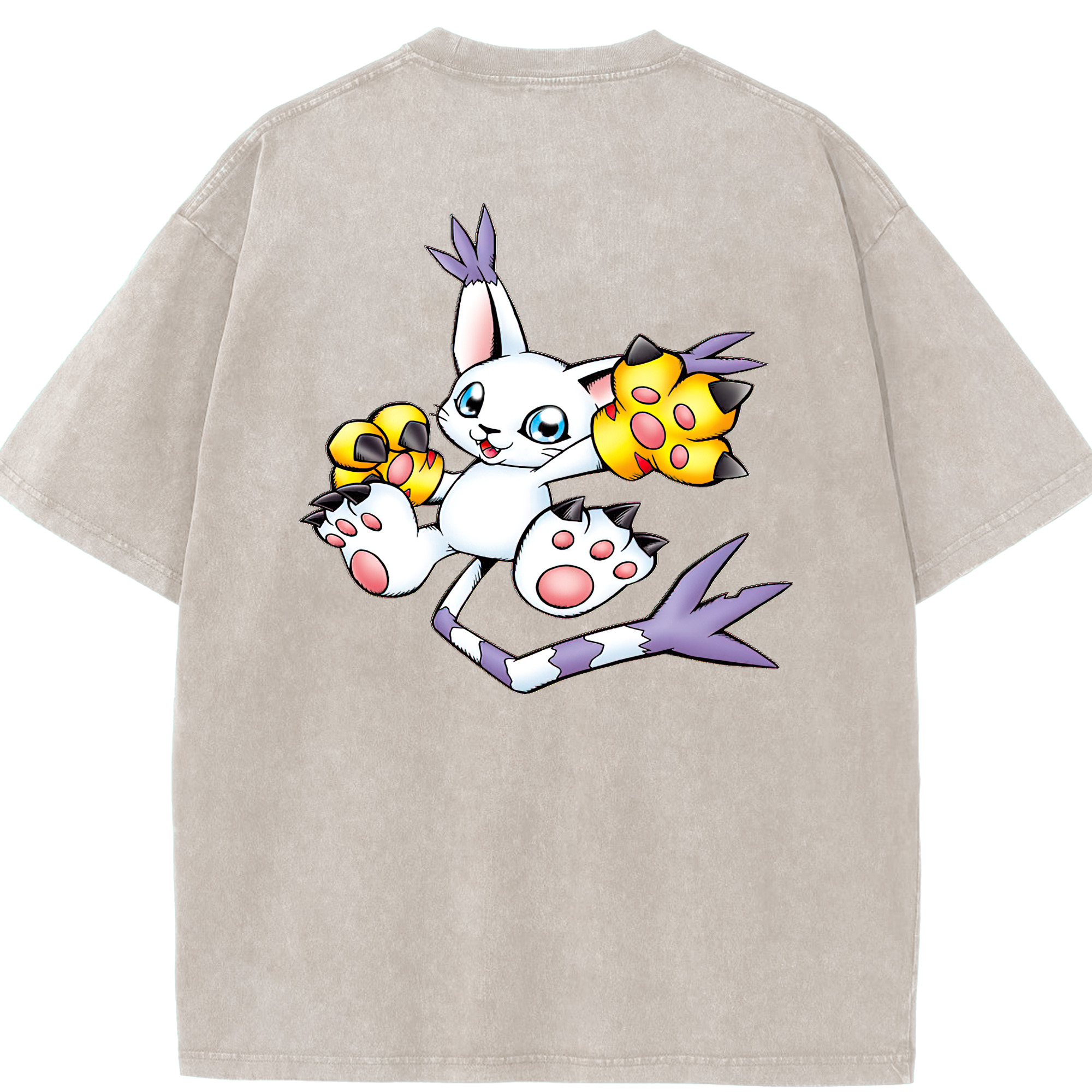 （画像用） Digimon デジタルモンスター/デジモン 綿100% ヴィンテージ風 半袖Tシャツ（背面プリント）