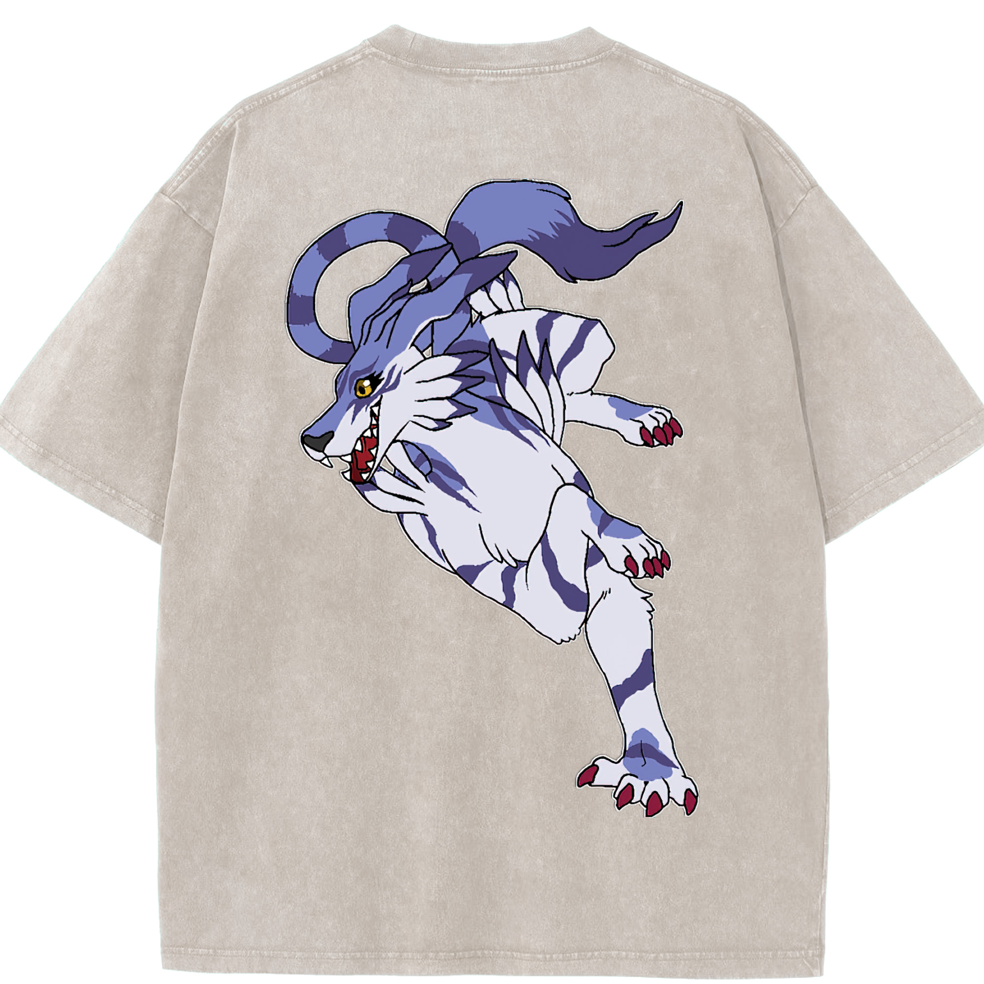 （画像用） Digimon デジタルモンスター/デジモン 綿100% ヴィンテージ風 半袖Tシャツ（背面プリント）