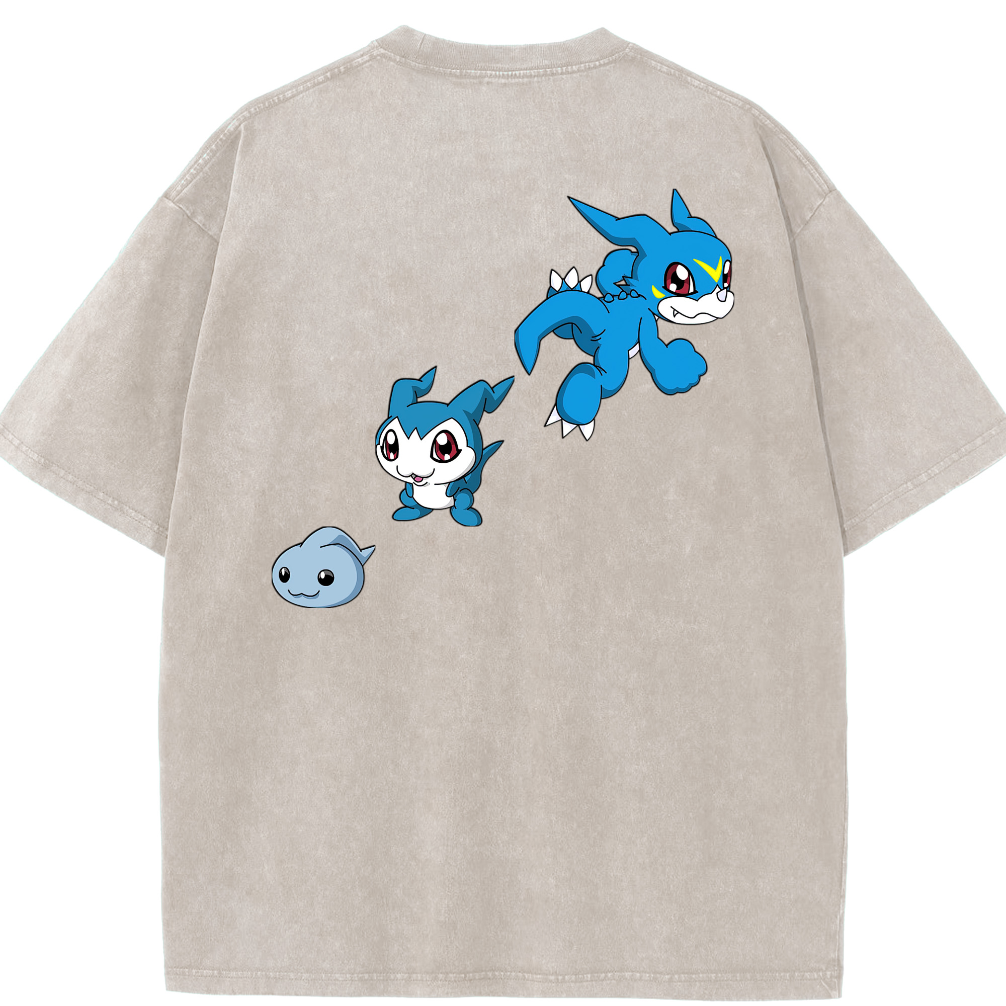 （画像用） Digimon デジタルモンスター/デジモン 綿100% ヴィンテージ風 半袖Tシャツ（背面プリント）