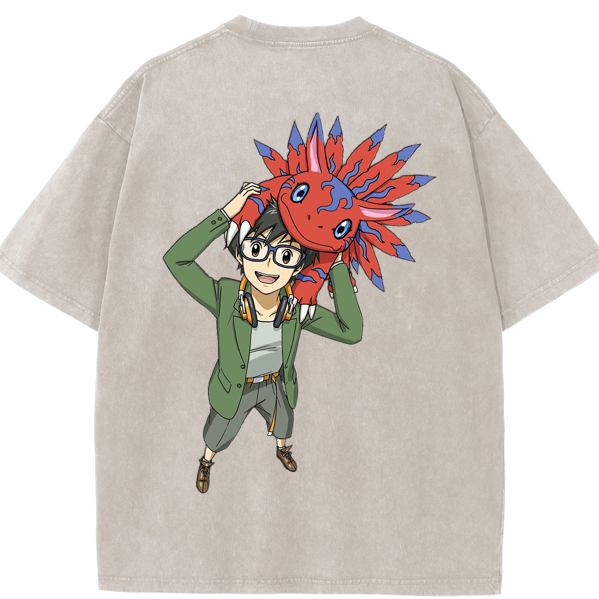 （画像用） Digimon デジタルモンスター/デジモン 綿100% ヴィンテージ風 半袖Tシャツ（背面プリント）