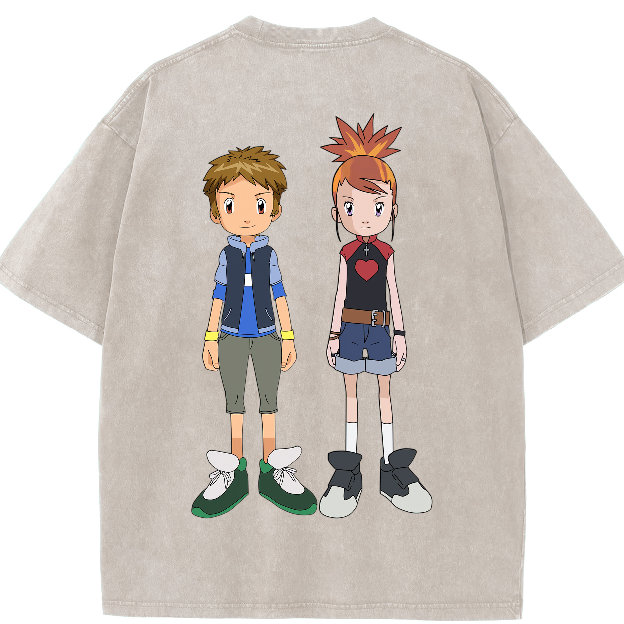 （画像用） Digimon デジタルモンスター/デジモン 綿100% ヴィンテージ風 半袖Tシャツ（背面プリント）