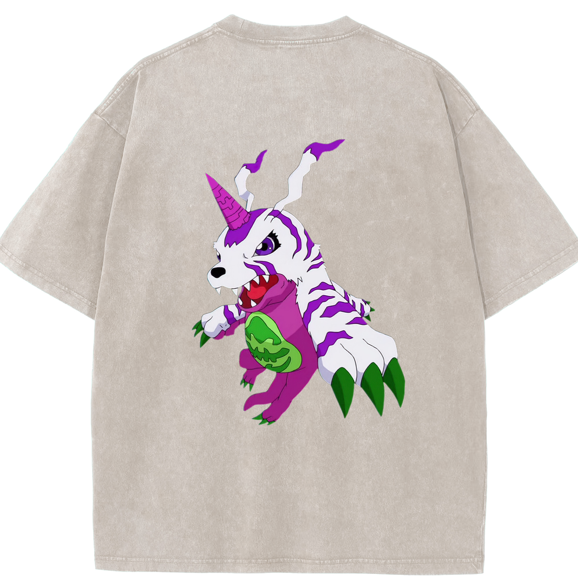 （画像用） Digimon デジタルモンスター/デジモン 綿100% ヴィンテージ風 半袖Tシャツ（背面プリント）