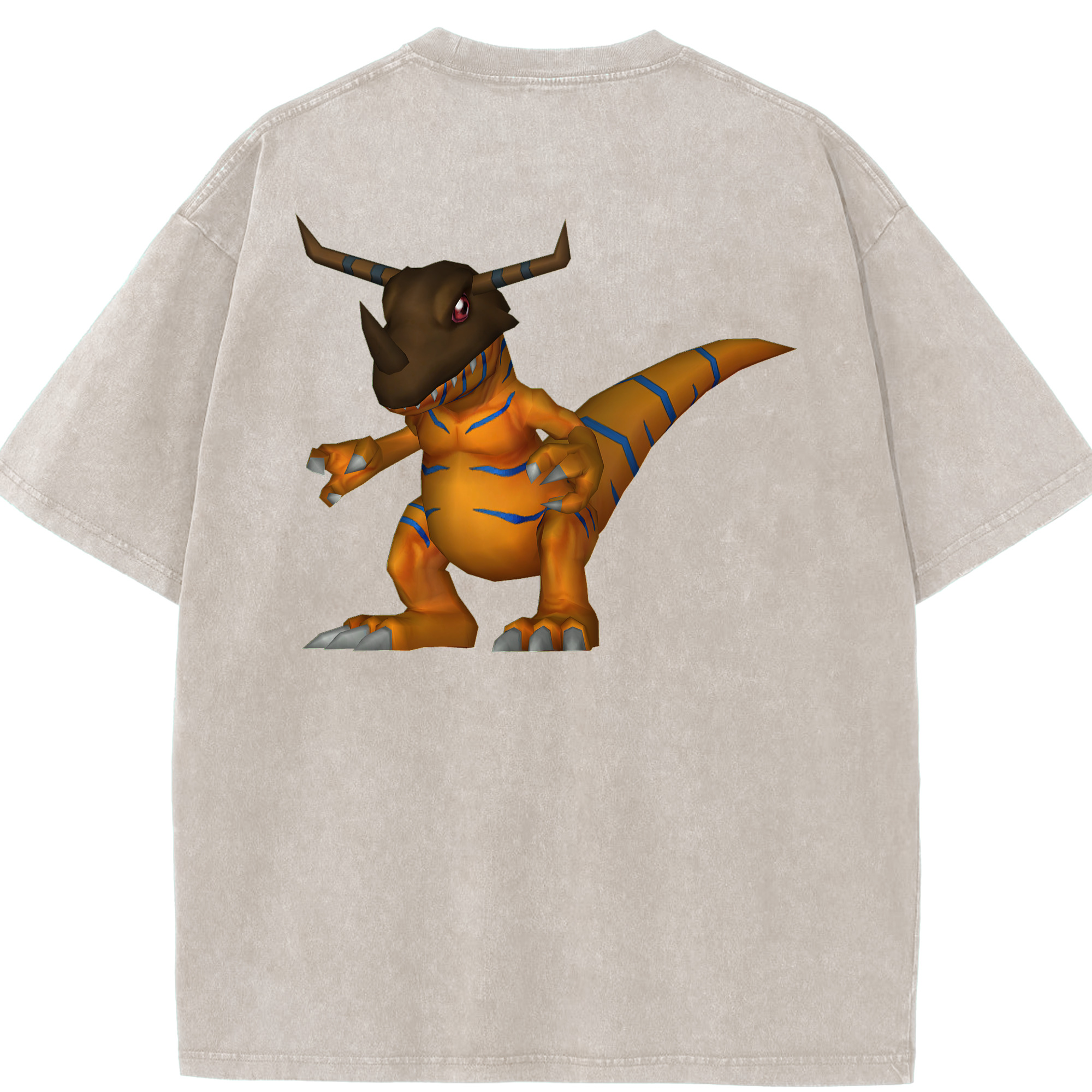 （画像用） Digimon デジタルモンスター/デジモン 綿100% ヴィンテージ風 半袖Tシャツ（背面プリント）