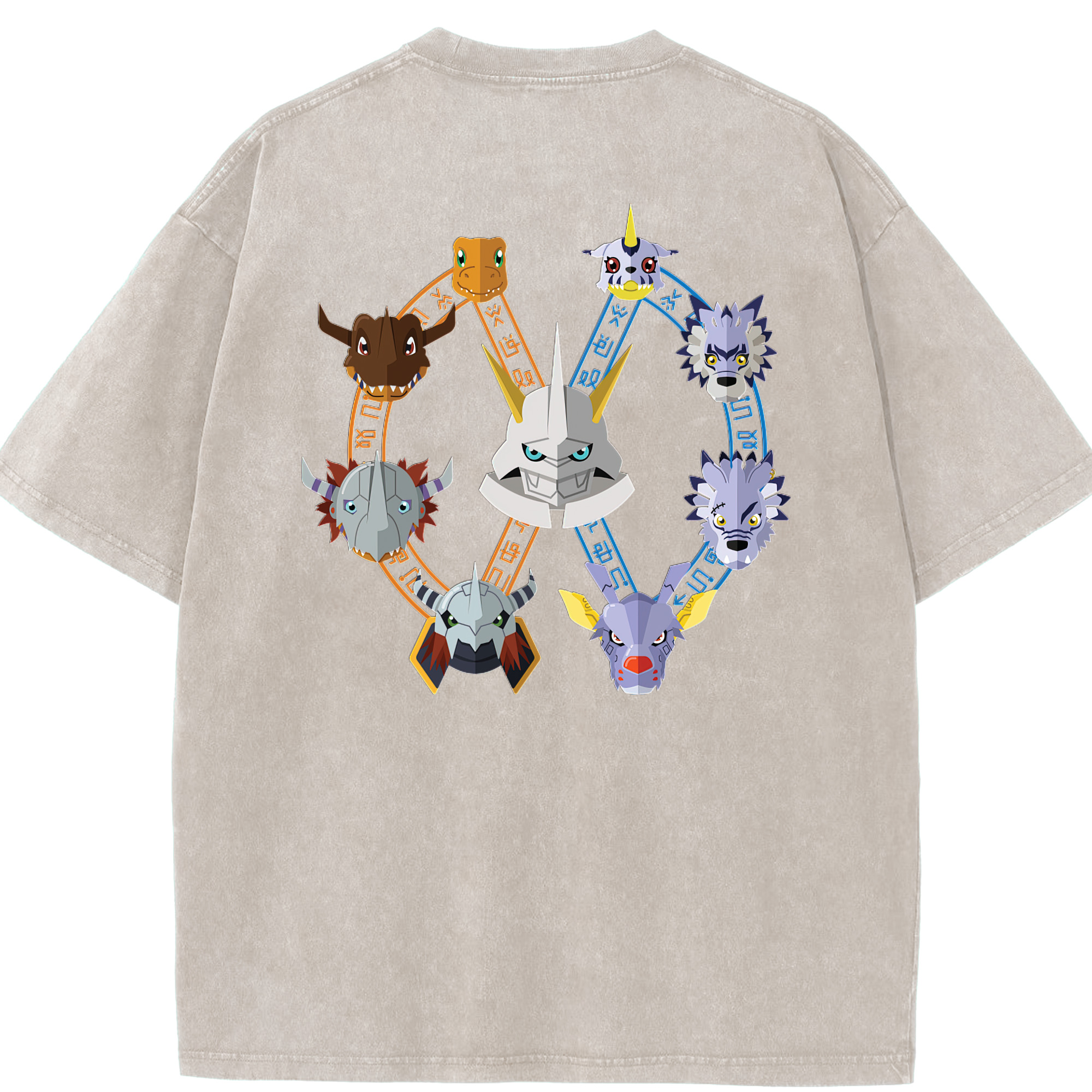 （画像用） Digimon デジタルモンスター/デジモン 綿100% ヴィンテージ風 半袖Tシャツ（背面プリント）