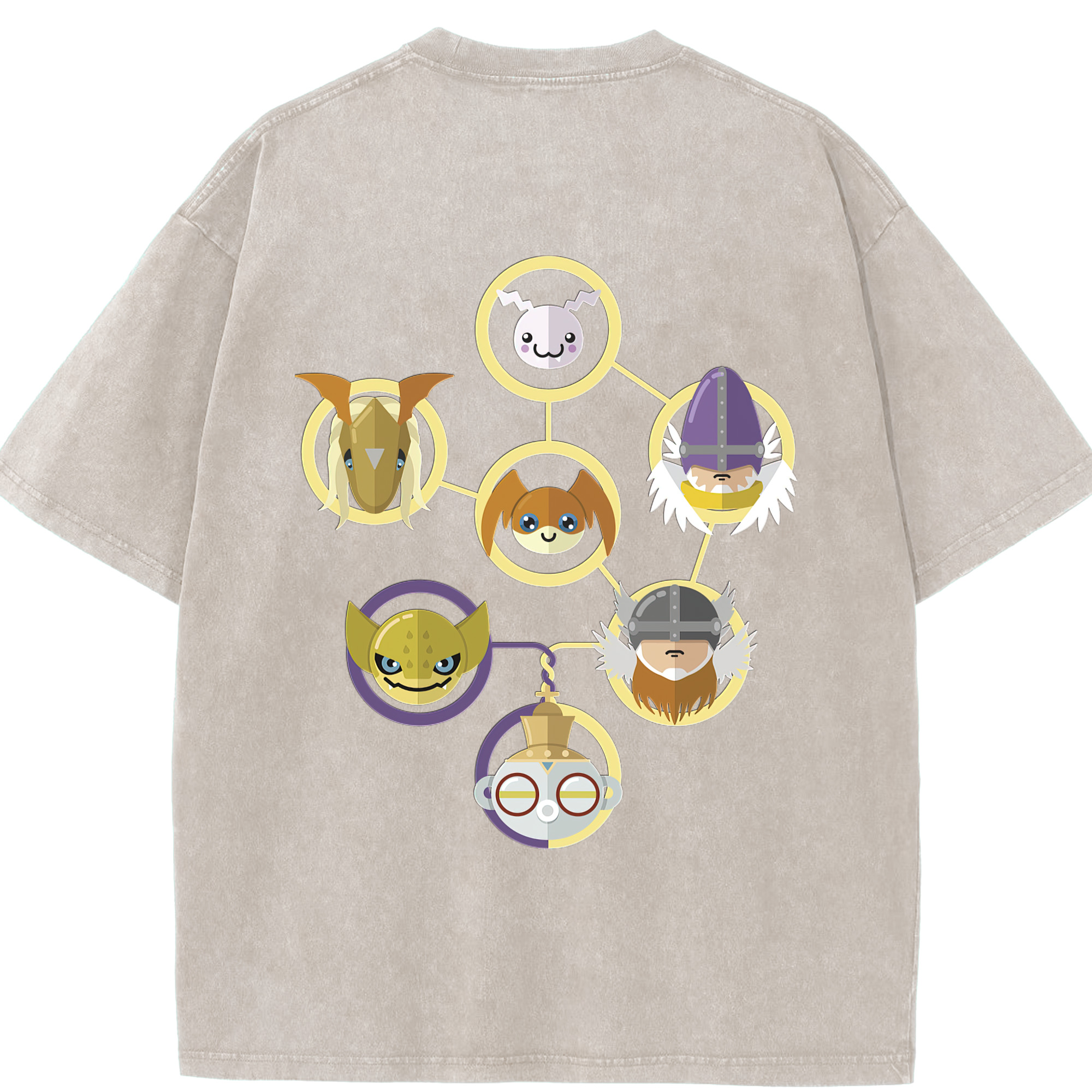 （画像用） Digimon デジタルモンスター/デジモン 綿100% ヴィンテージ風 半袖Tシャツ（背面プリント）