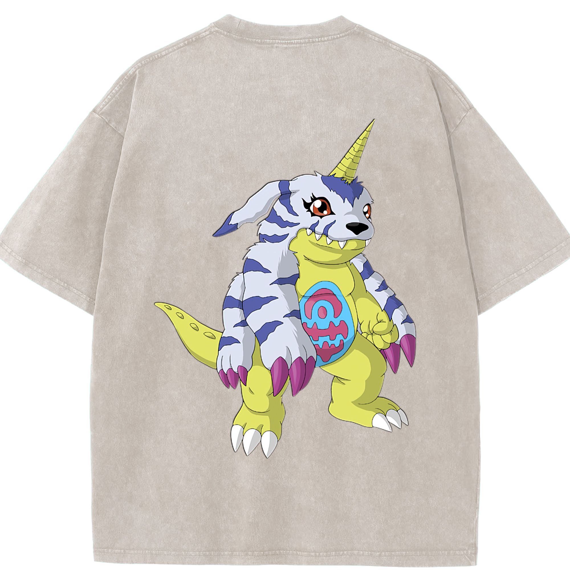 （画像用） Digimon デジタルモンスター/デジモン 綿100% ヴィンテージ風 半袖Tシャツ（背面プリント）