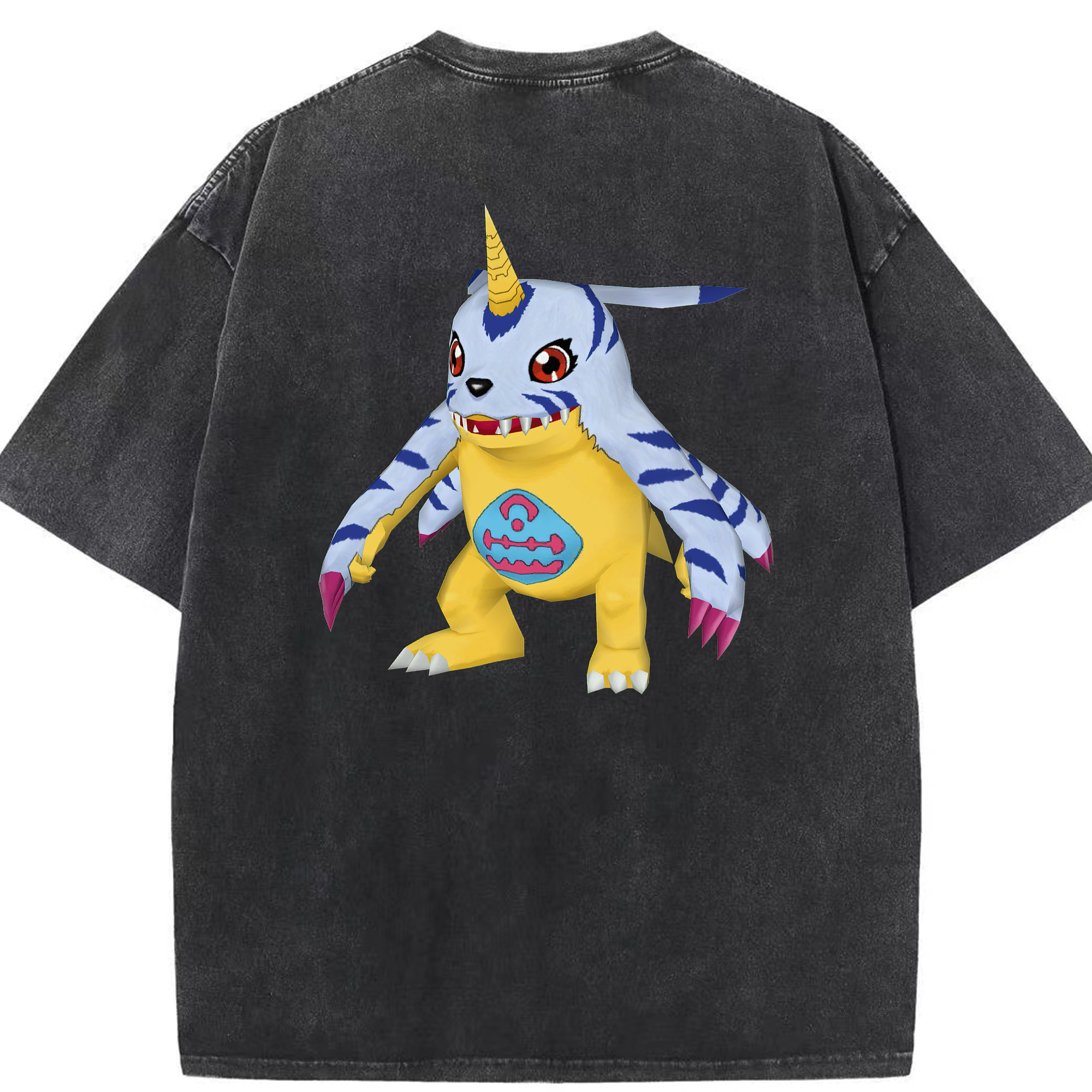 （画像用） Digimon デジタルモンスター/デジモン 綿100% ヴィンテージ風 半袖Tシャツ（背面プリント）