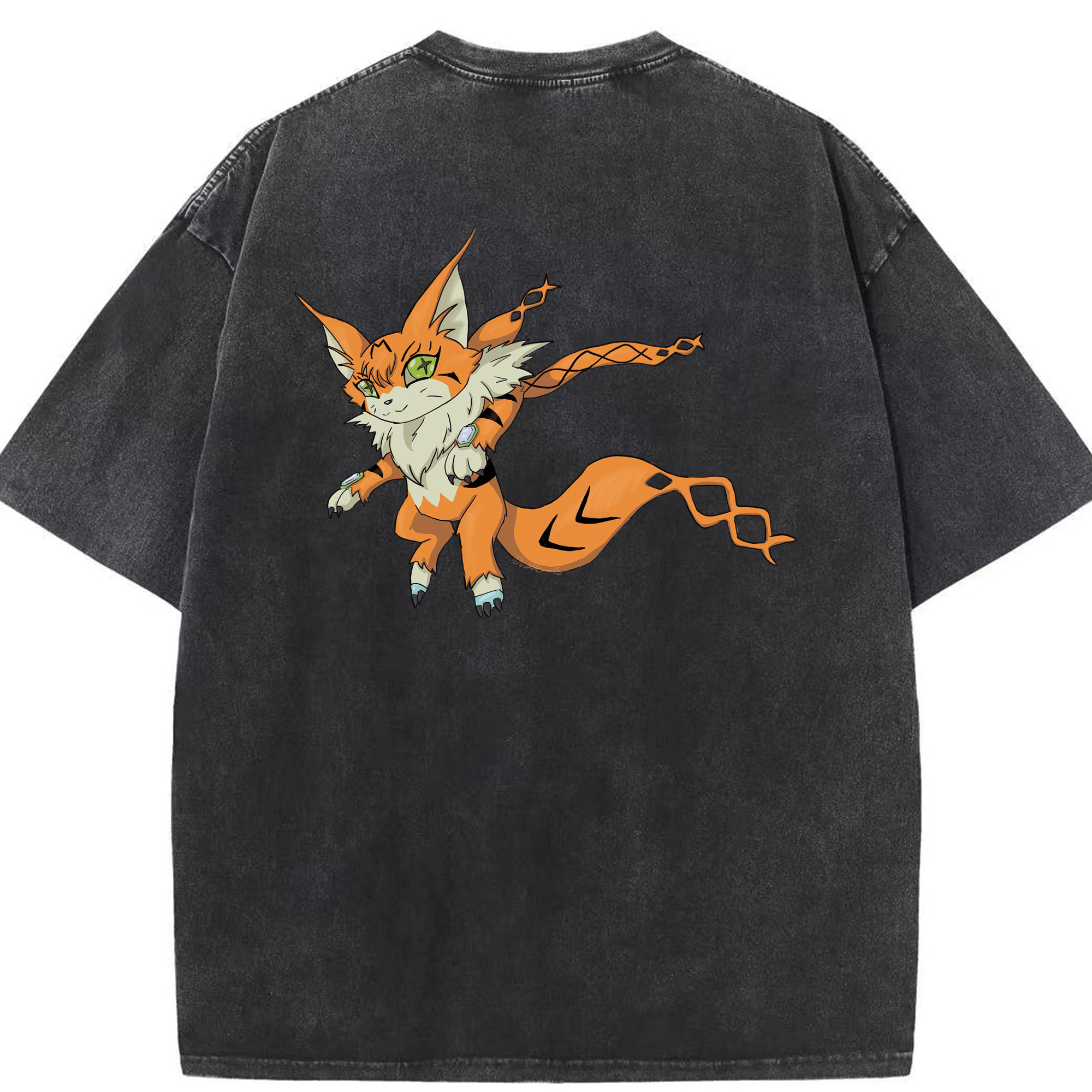 （画像用） Digimon デジタルモンスター/デジモン 綿100% ヴィンテージ風 半袖Tシャツ（背面プリント）