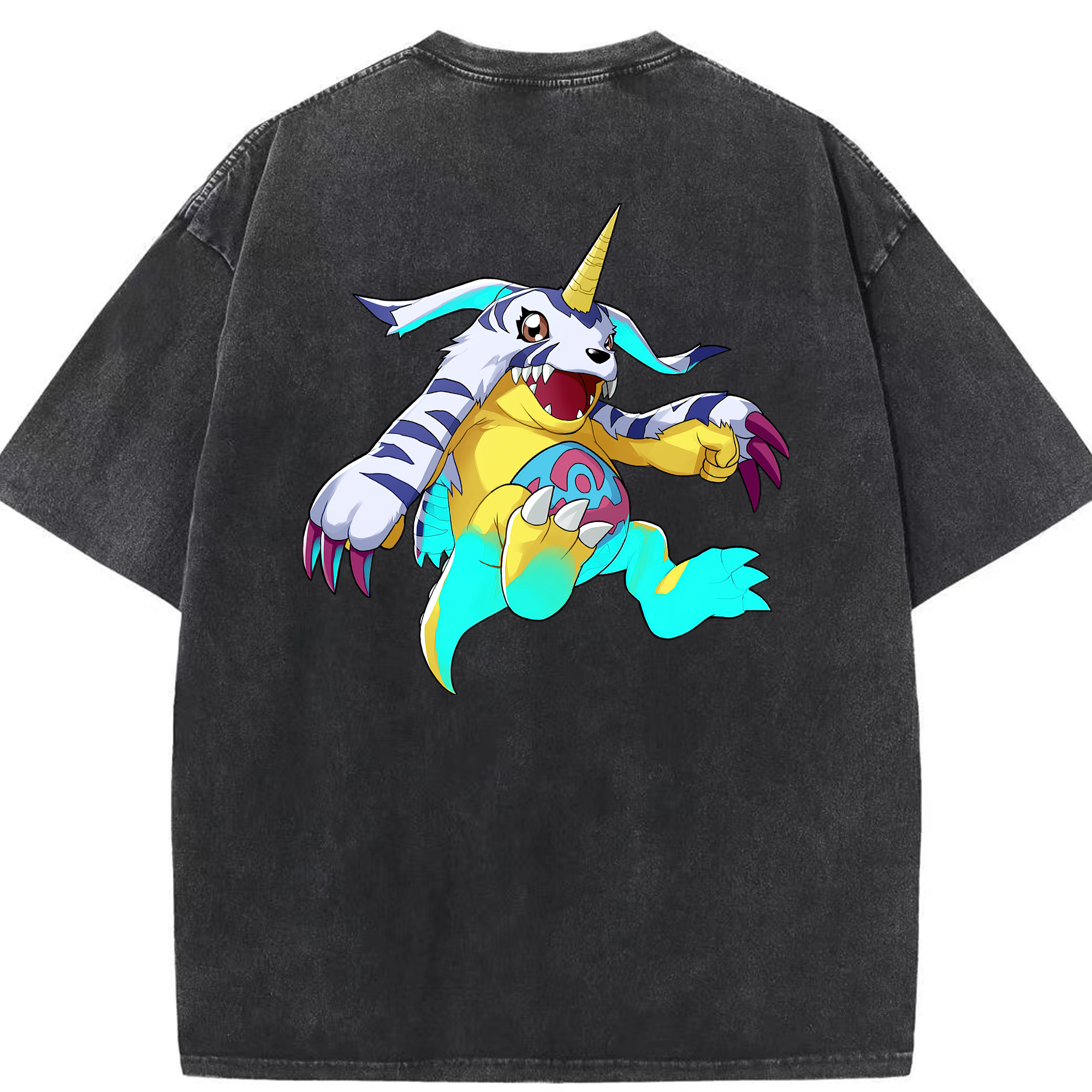 （画像用） Digimon デジタルモンスター/デジモン 綿100% ヴィンテージ風 半袖Tシャツ（背面プリント）