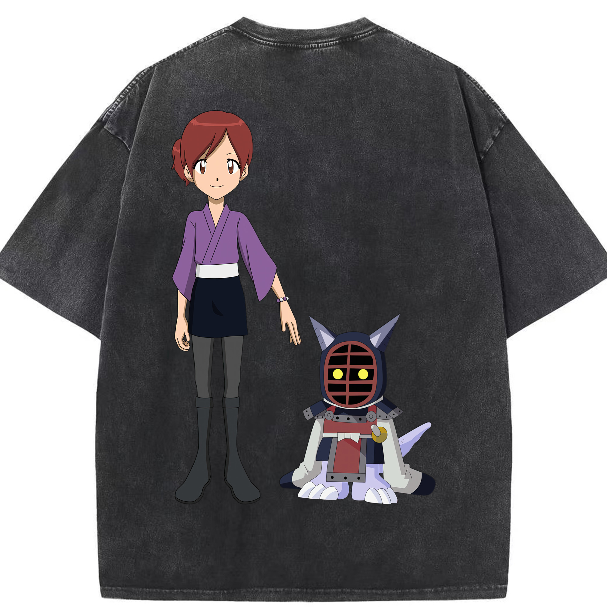 （画像用） Digimon デジタルモンスター/デジモン 綿100% ヴィンテージ風 半袖Tシャツ（背面プリント）