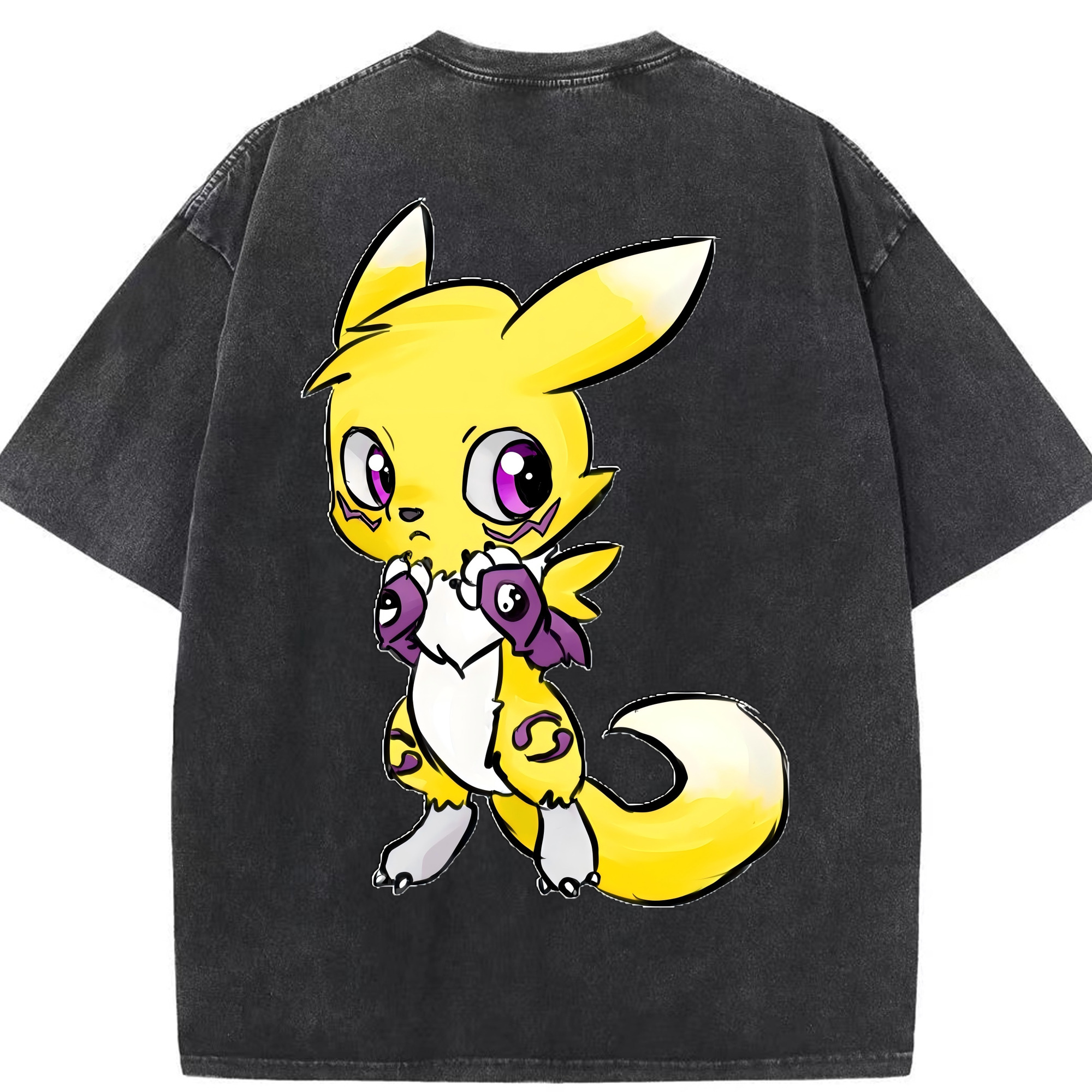 （画像用） Digimon デジタルモンスター/デジモン 綿100% ヴィンテージ風 半袖Tシャツ（背面プリント）