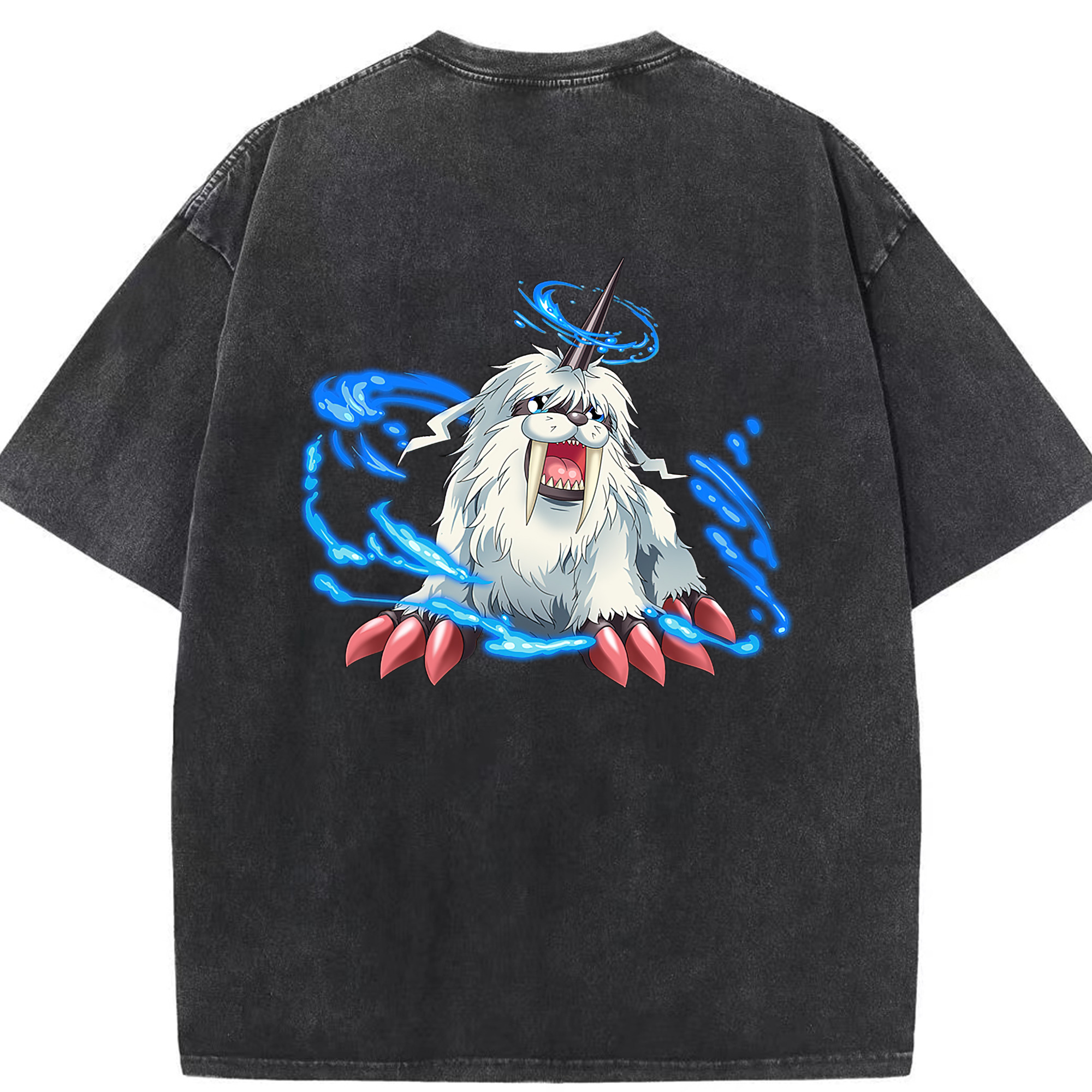 （画像用） Digimon デジタルモンスター/デジモン 綿100% ヴィンテージ風 半袖Tシャツ（背面プリント）