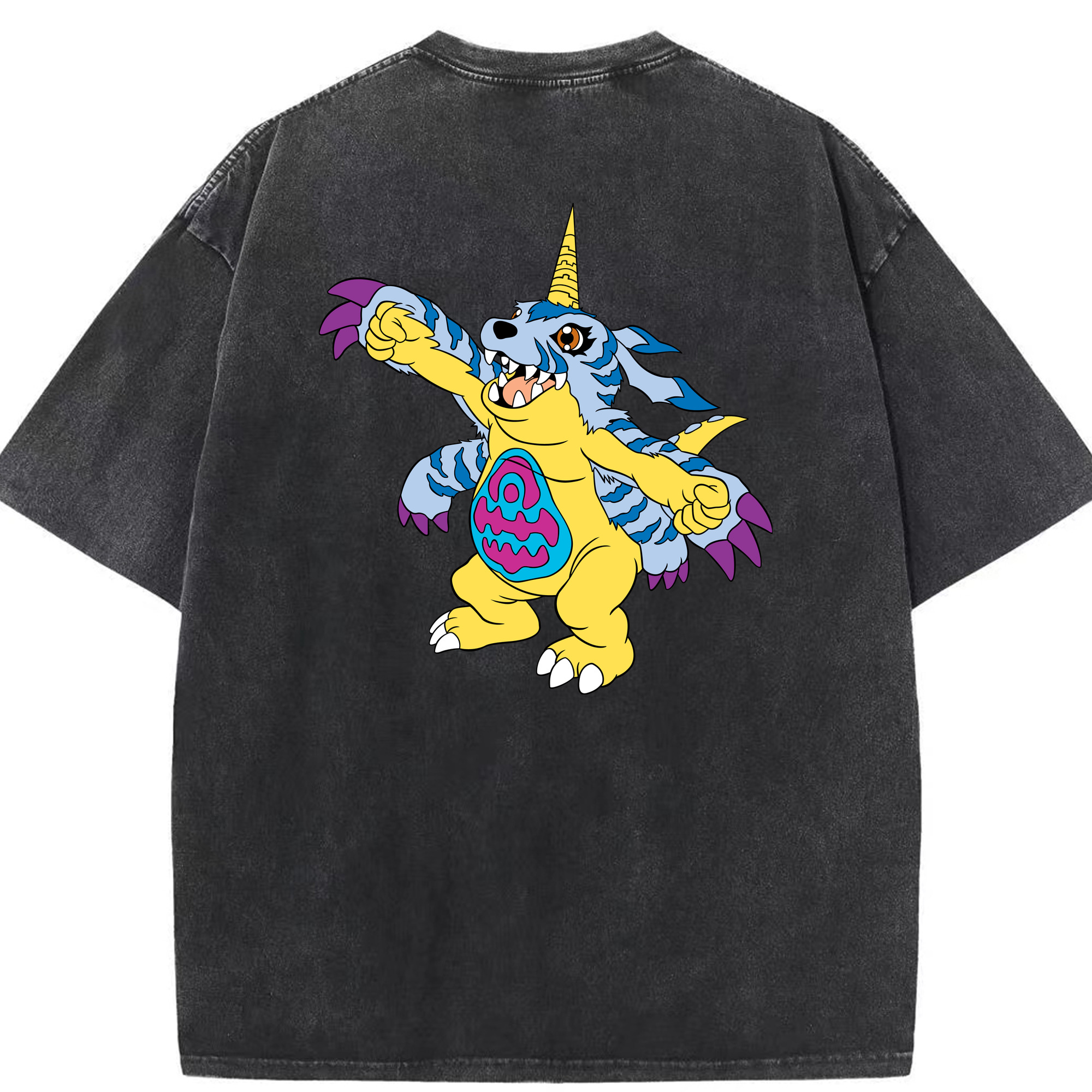 （画像用） Digimon デジタルモンスター/デジモン 綿100% ヴィンテージ風 半袖Tシャツ（背面プリント）
