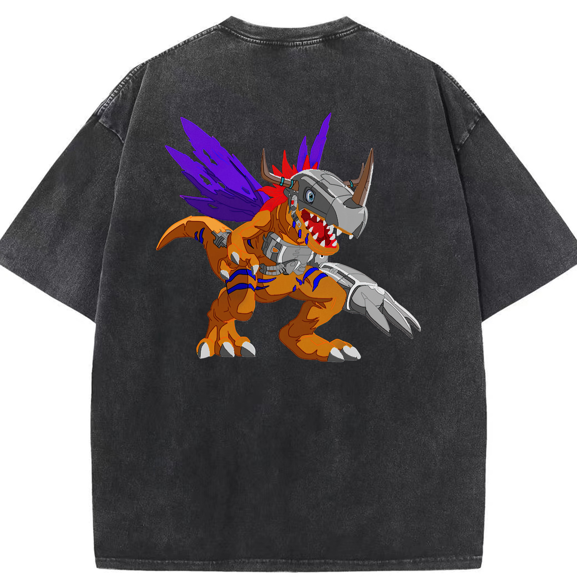 （画像用） Digimon デジタルモンスター/デジモン 綿100% ヴィンテージ風 半袖Tシャツ（背面プリント）