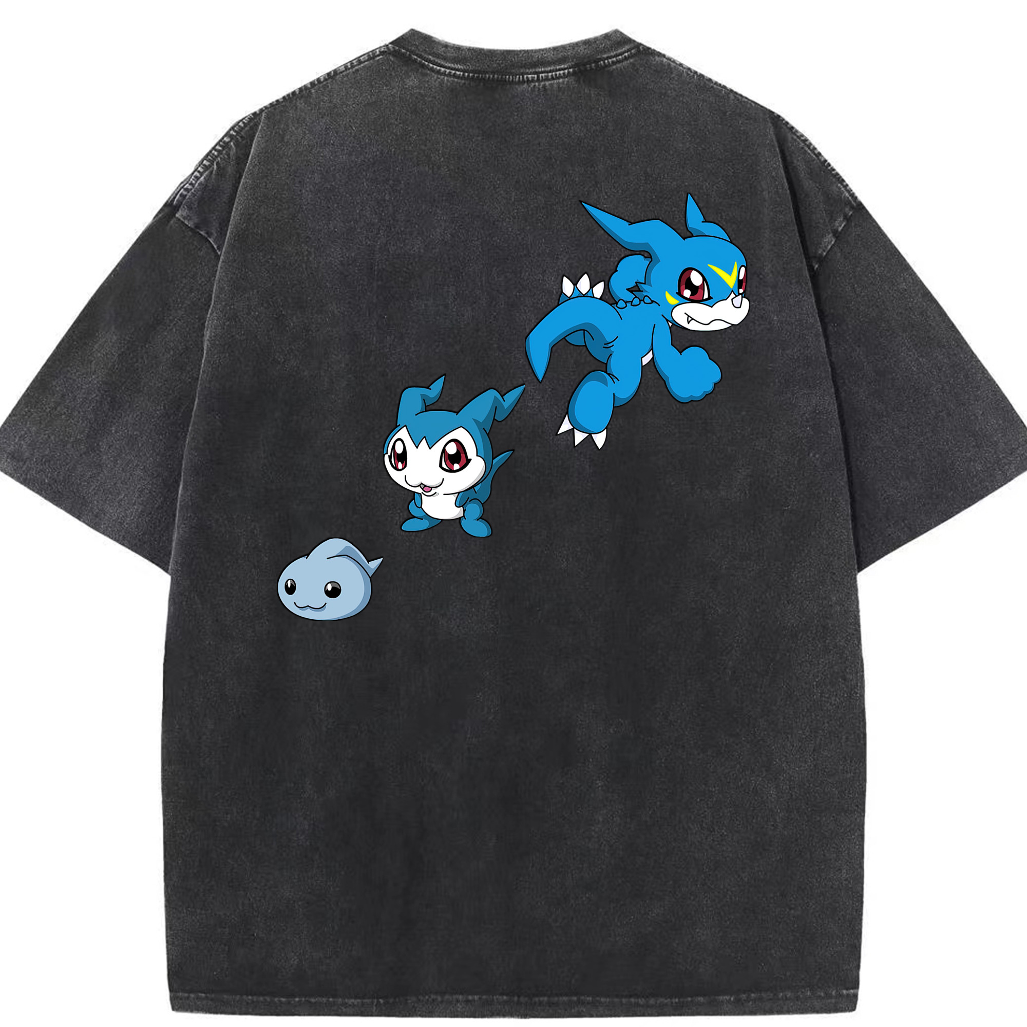 （画像用） Digimon デジタルモンスター/デジモン 綿100% ヴィンテージ風 半袖Tシャツ（背面プリント）