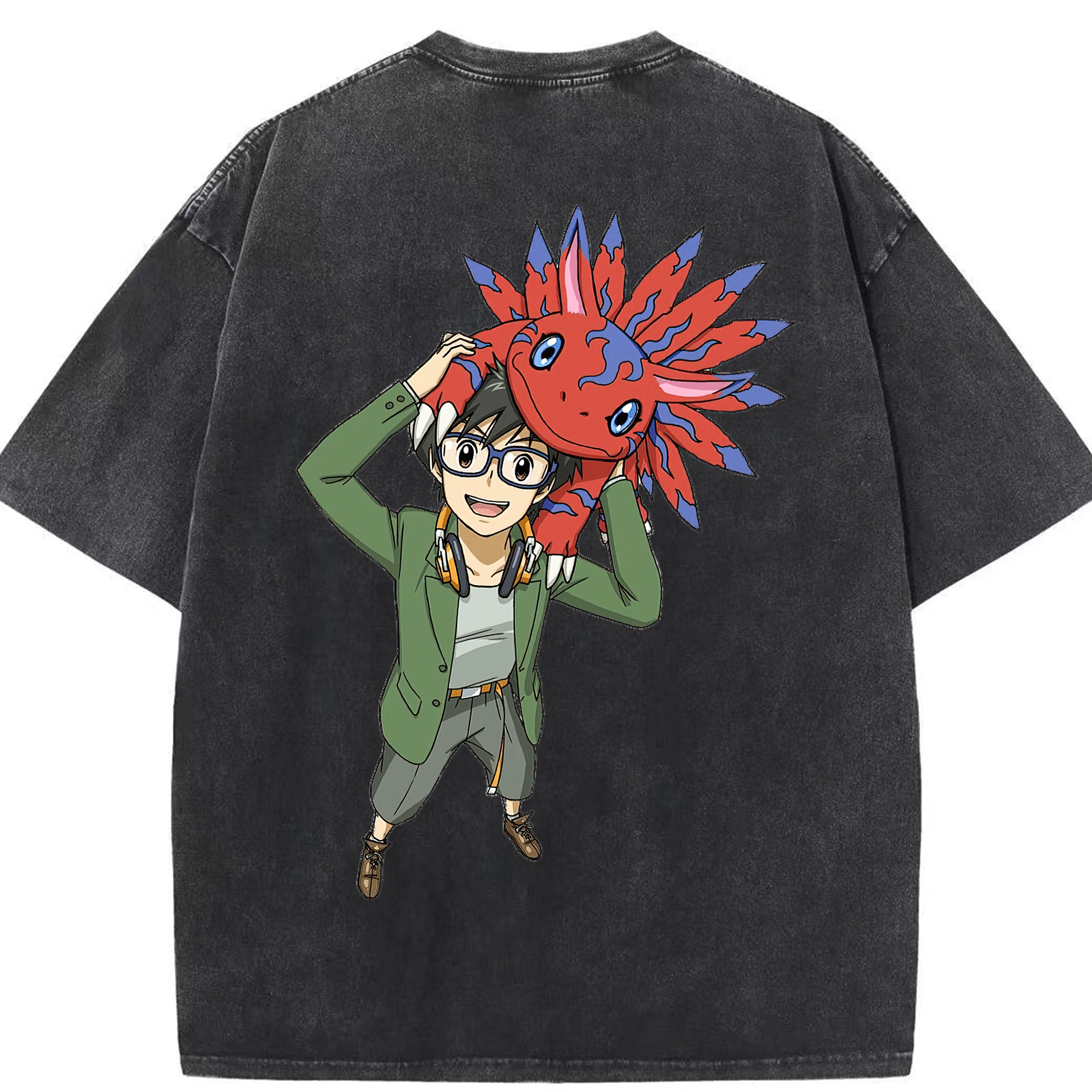 （画像用） Digimon デジタルモンスター/デジモン 綿100% ヴィンテージ風 半袖Tシャツ（背面プリント）
