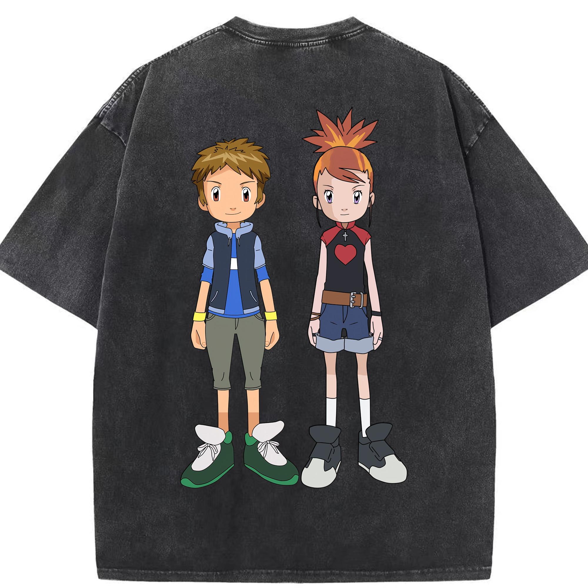 （画像用） Digimon デジタルモンスター/デジモン 綿100% ヴィンテージ風 半袖Tシャツ（背面プリント）
