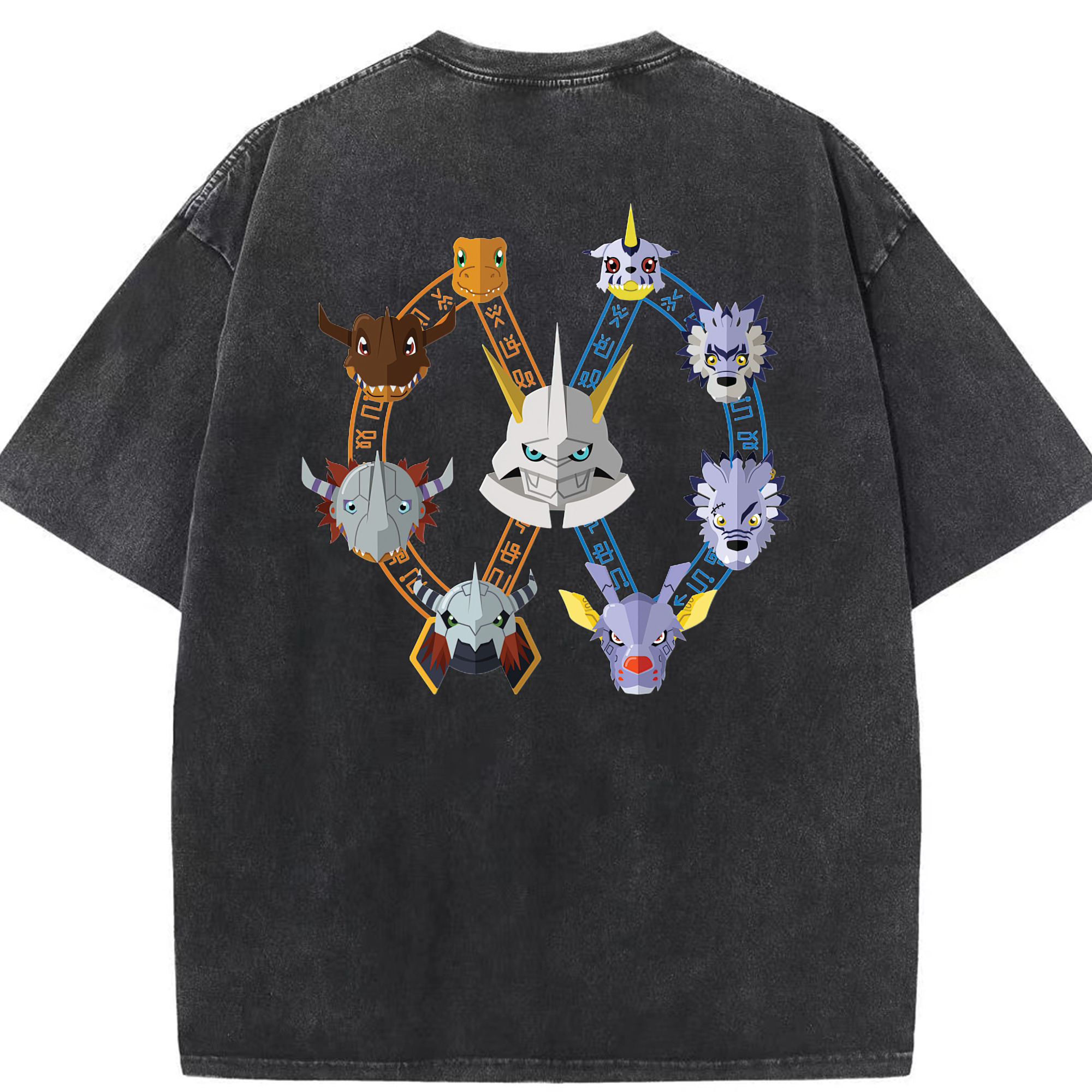 （画像用） Digimon デジタルモンスター/デジモン 綿100% ヴィンテージ風 半袖Tシャツ（背面プリント）