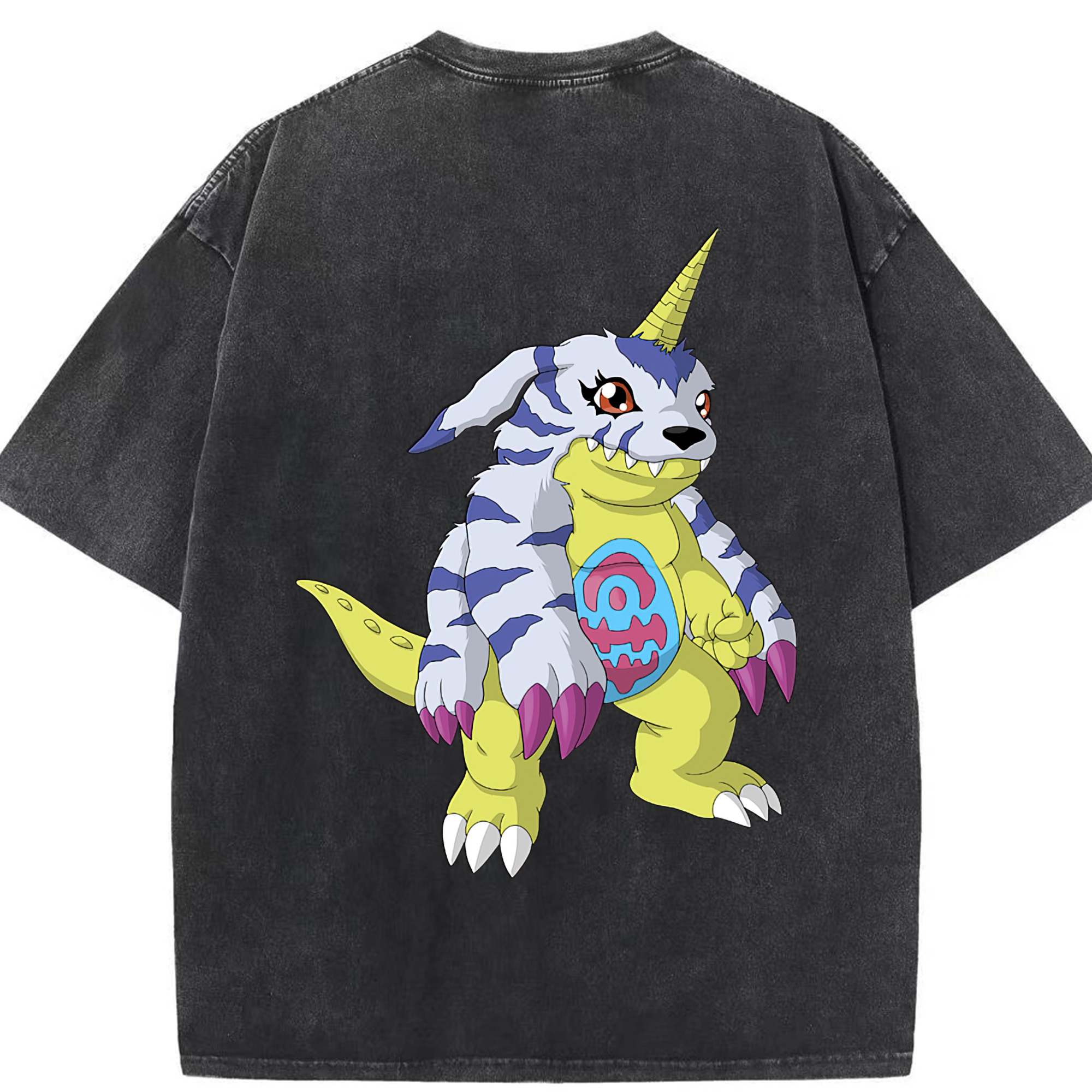 （画像用） Digimon デジタルモンスター/デジモン 綿100% ヴィンテージ風 半袖Tシャツ（背面プリント）