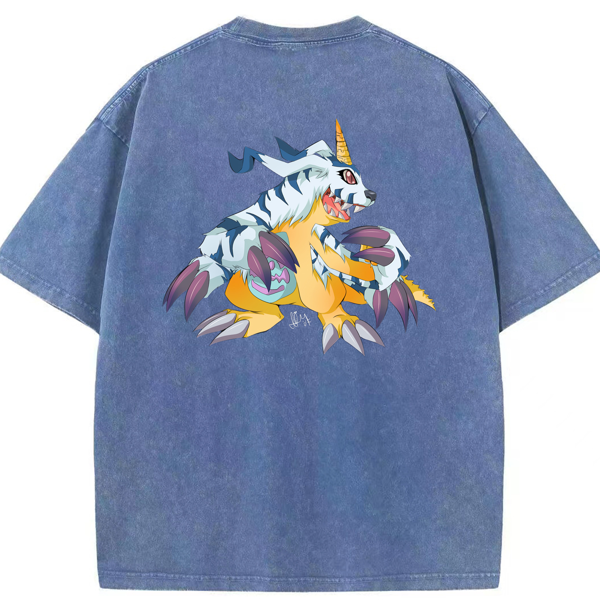 （画像用） Digimon デジタルモンスター/デジモン 綿100% ヴィンテージ風 半袖Tシャツ（背面プリント）