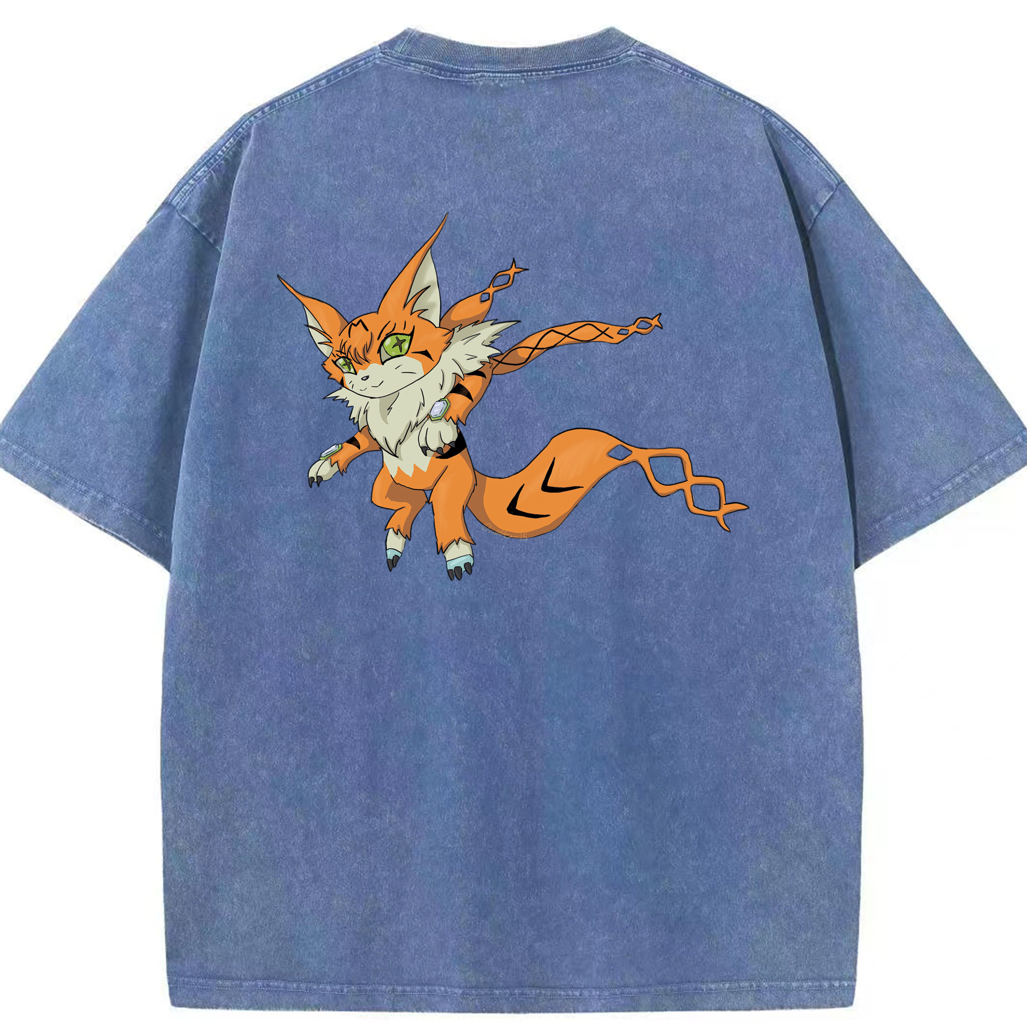 （画像用） Digimon デジタルモンスター/デジモン 綿100% ヴィンテージ風 半袖Tシャツ（背面プリント）