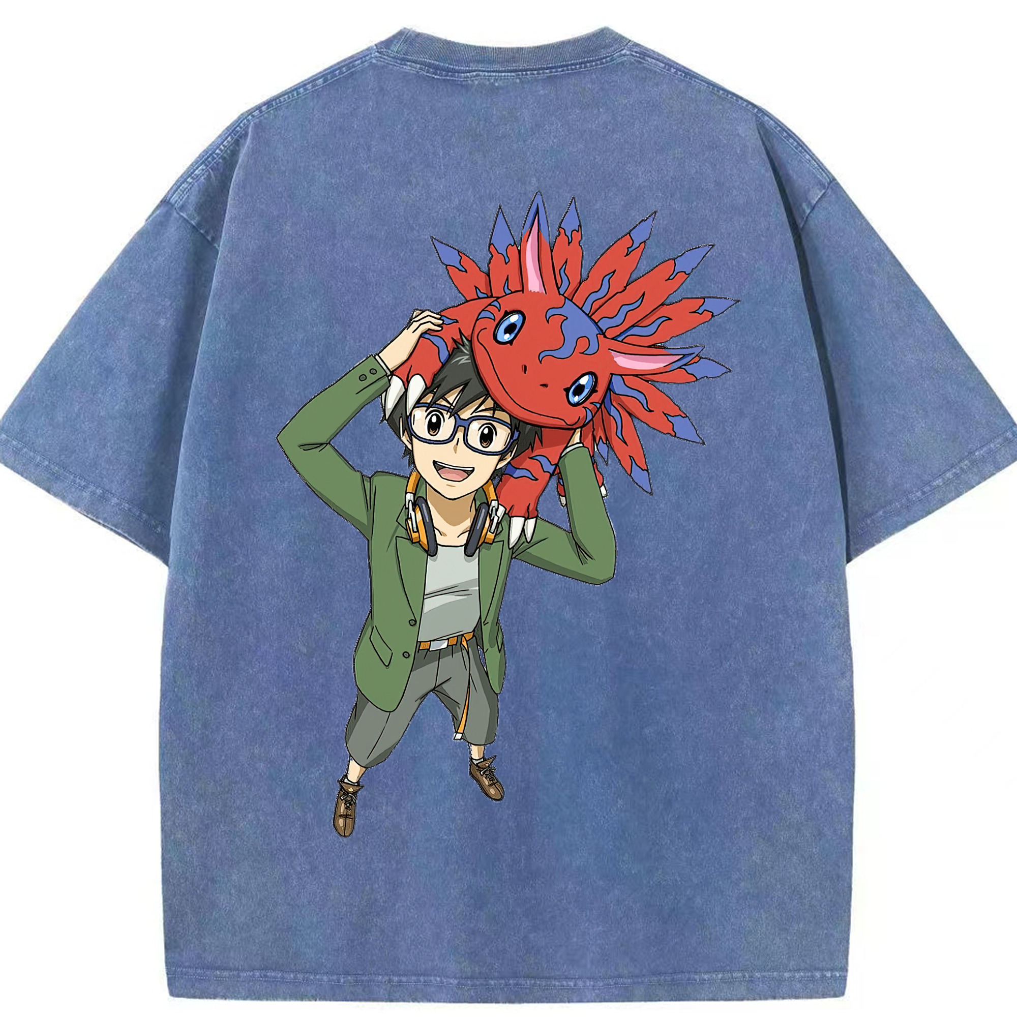 （画像用） Digimon デジタルモンスター/デジモン 綿100% ヴィンテージ風 半袖Tシャツ（背面プリント）