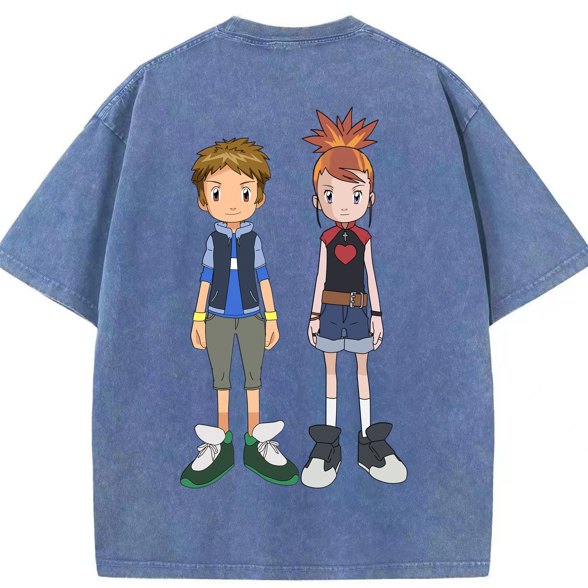 （画像用） Digimon デジタルモンスター/デジモン 綿100% ヴィンテージ風 半袖Tシャツ（背面プリント）