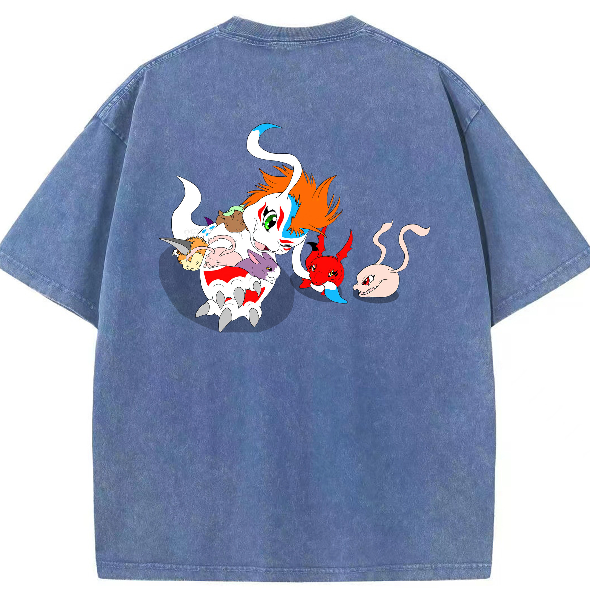 （画像用） Digimon デジタルモンスター/デジモン 綿100% ヴィンテージ風 半袖Tシャツ（背面プリント）