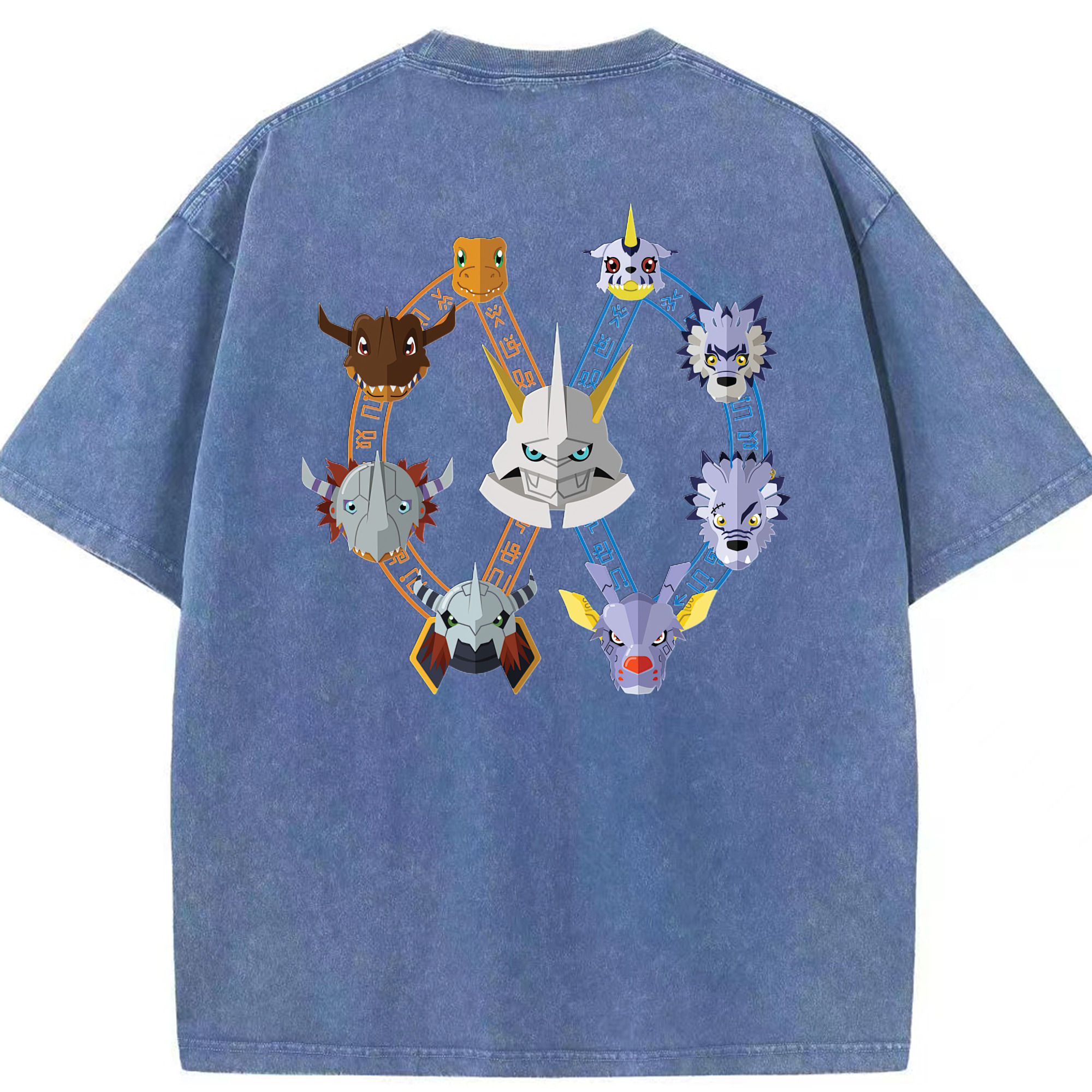 （画像用） Digimon デジタルモンスター/デジモン 綿100% ヴィンテージ風 半袖Tシャツ（背面プリント）