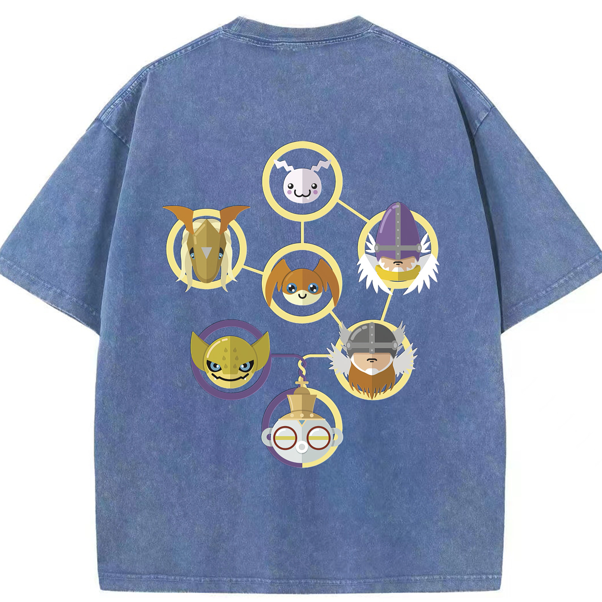 （画像用） Digimon デジタルモンスター/デジモン 綿100% ヴィンテージ風 半袖Tシャツ（背面プリント）