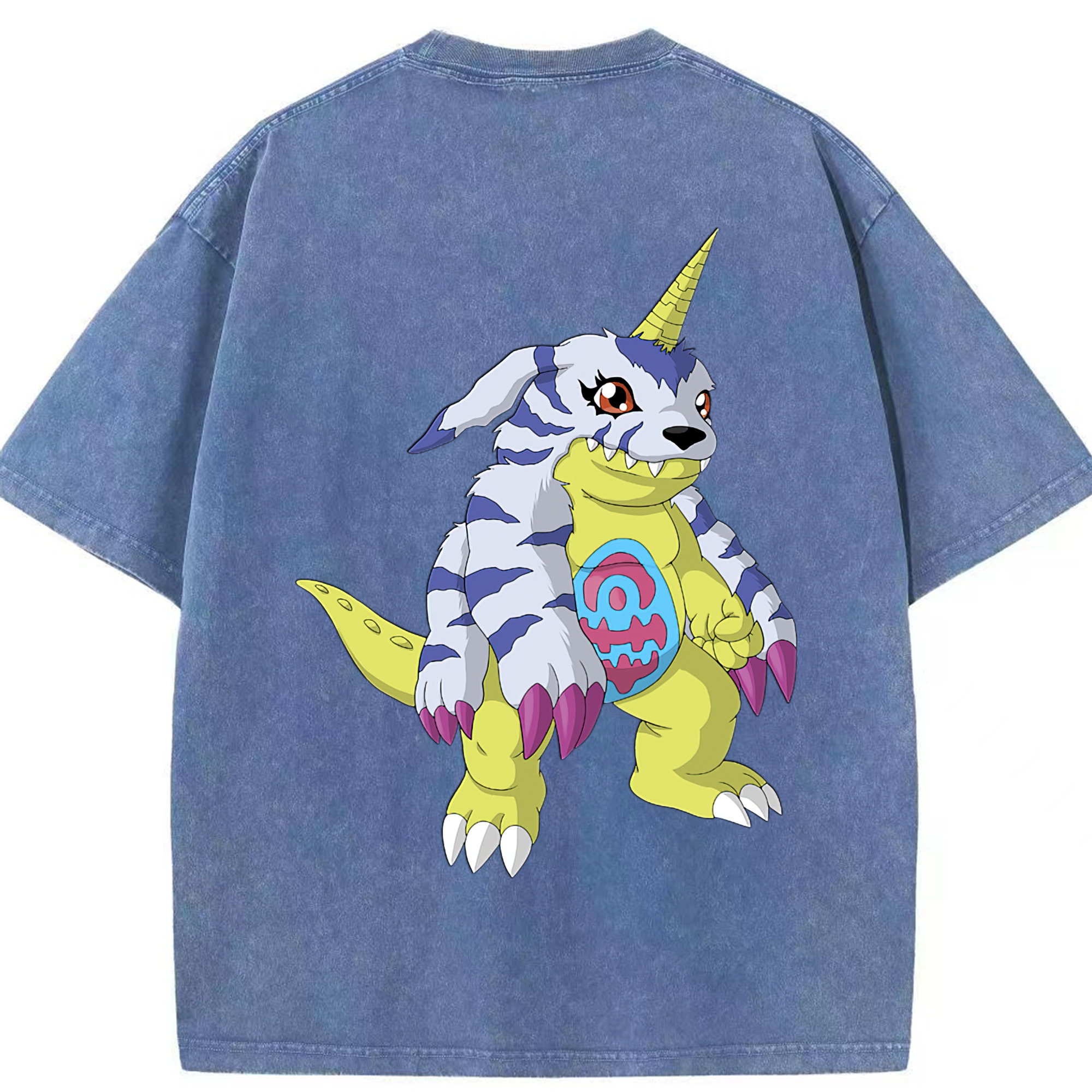 （画像用） Digimon デジタルモンスター/デジモン 綿100% ヴィンテージ風 半袖Tシャツ（背面プリント）