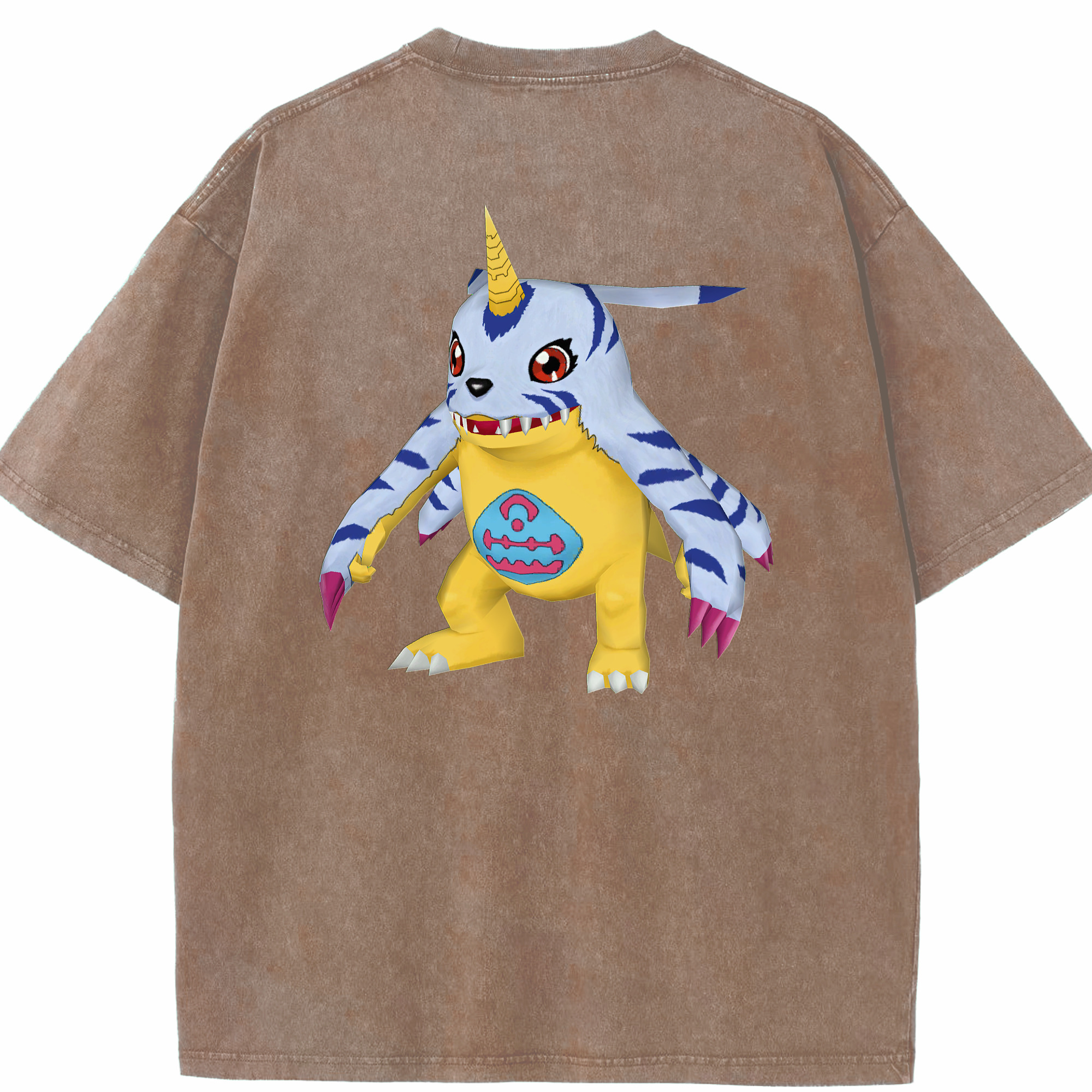 （画像用） Digimon デジタルモンスター/デジモン 綿100% ヴィンテージ風 半袖Tシャツ（背面プリント）