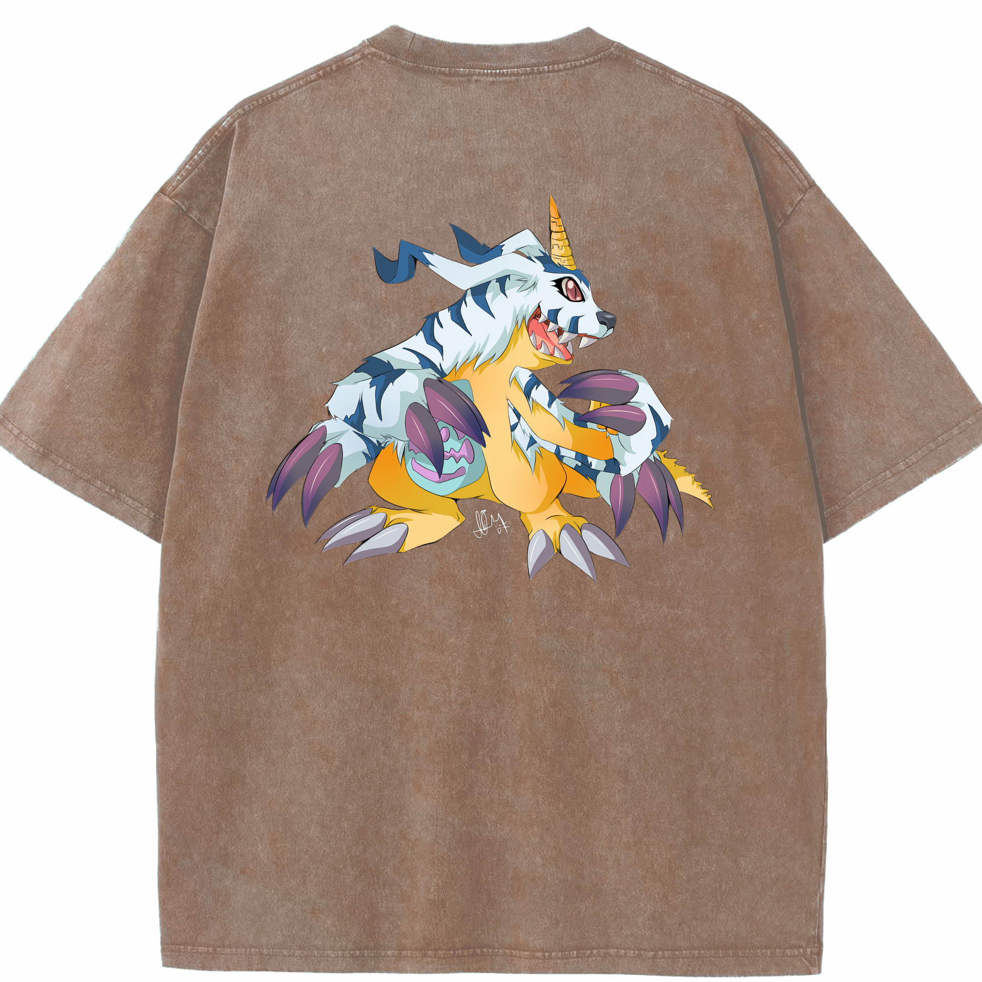 （画像用） Digimon デジタルモンスター/デジモン 綿100% ヴィンテージ風 半袖Tシャツ（背面プリント）