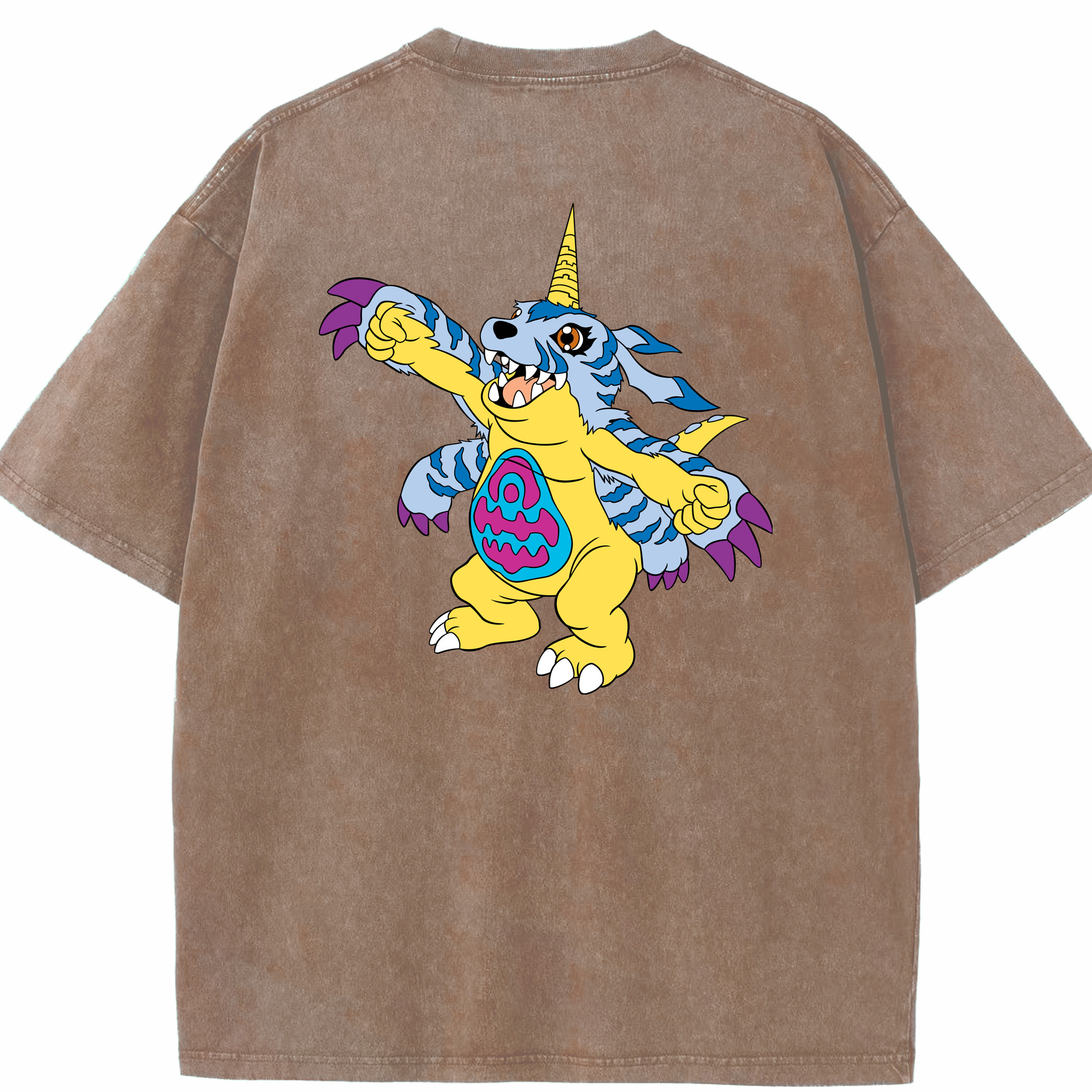 （画像用） Digimon デジタルモンスター/デジモン 綿100% ヴィンテージ風 半袖Tシャツ（背面プリント）