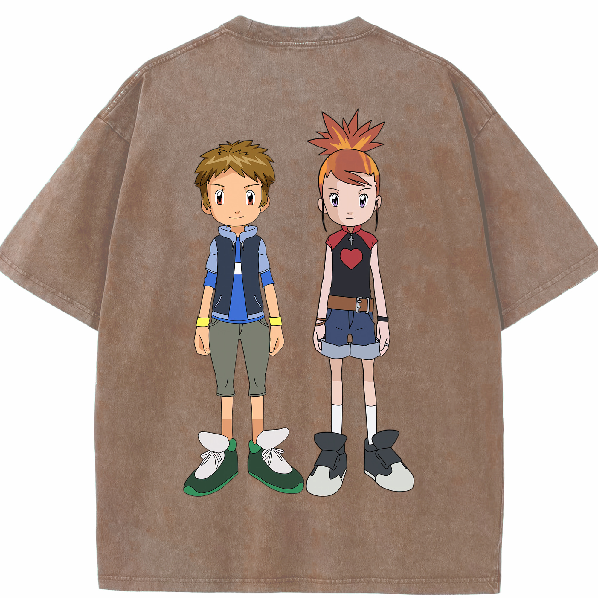 （画像用） Digimon デジタルモンスター/デジモン 綿100% ヴィンテージ風 半袖Tシャツ（背面プリント）