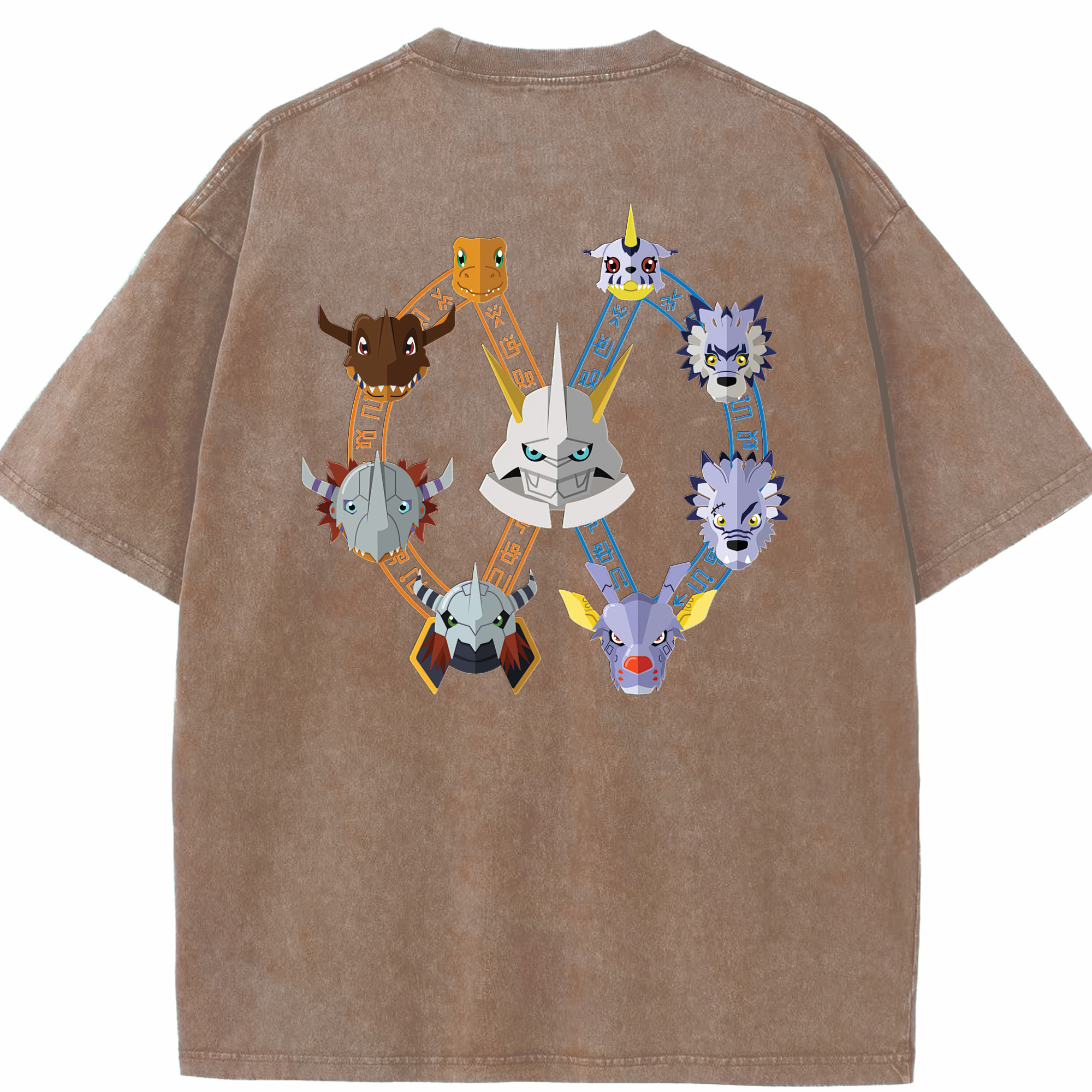 （画像用） Digimon デジタルモンスター/デジモン 綿100% ヴィンテージ風 半袖Tシャツ（背面プリント）