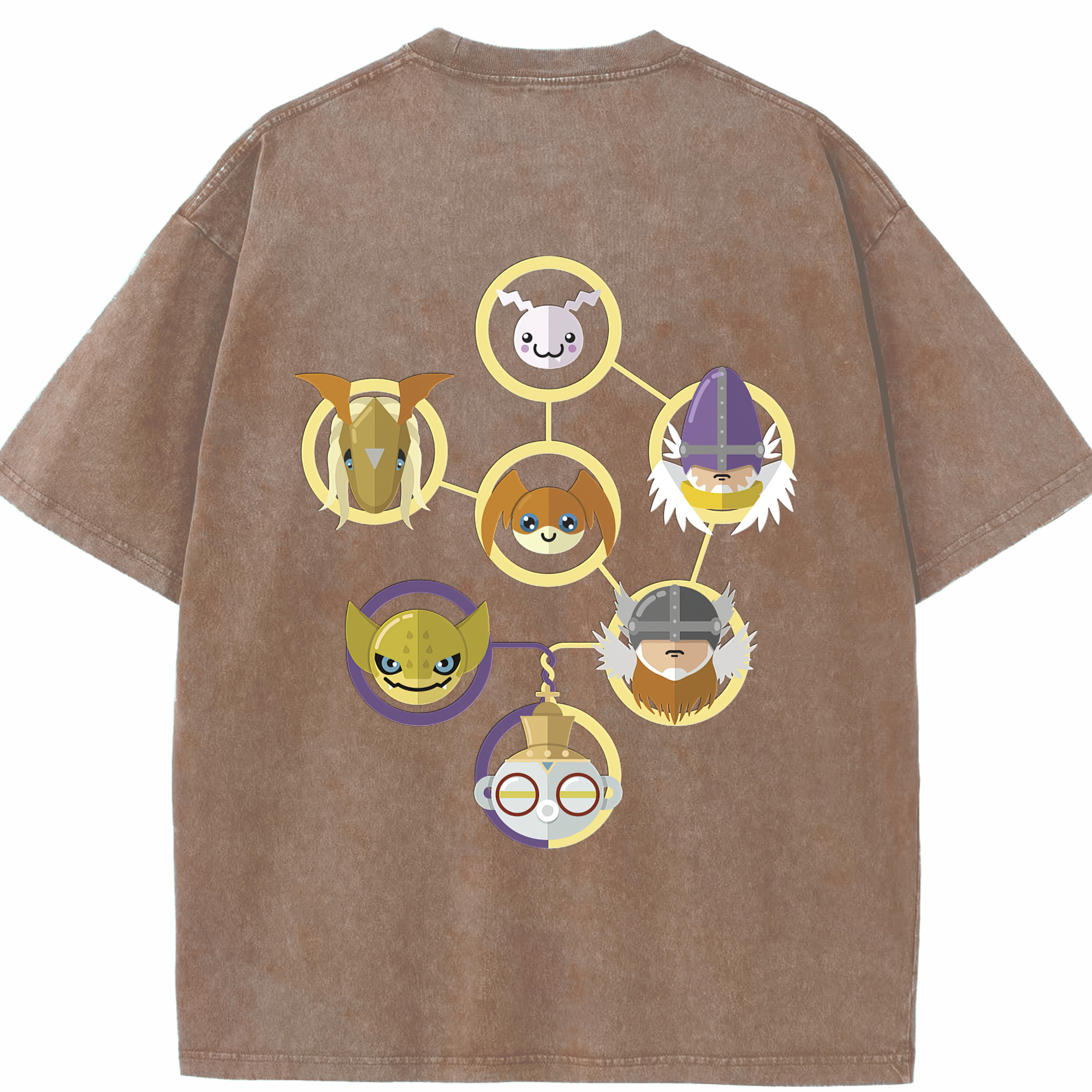 （画像用） Digimon デジタルモンスター/デジモン 綿100% ヴィンテージ風 半袖Tシャツ（背面プリント）