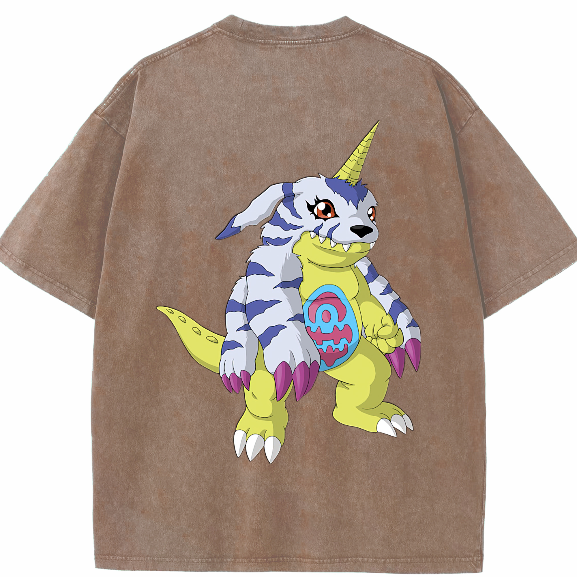（画像用） Digimon デジタルモンスター/デジモン 綿100% ヴィンテージ風 半袖Tシャツ（背面プリント）