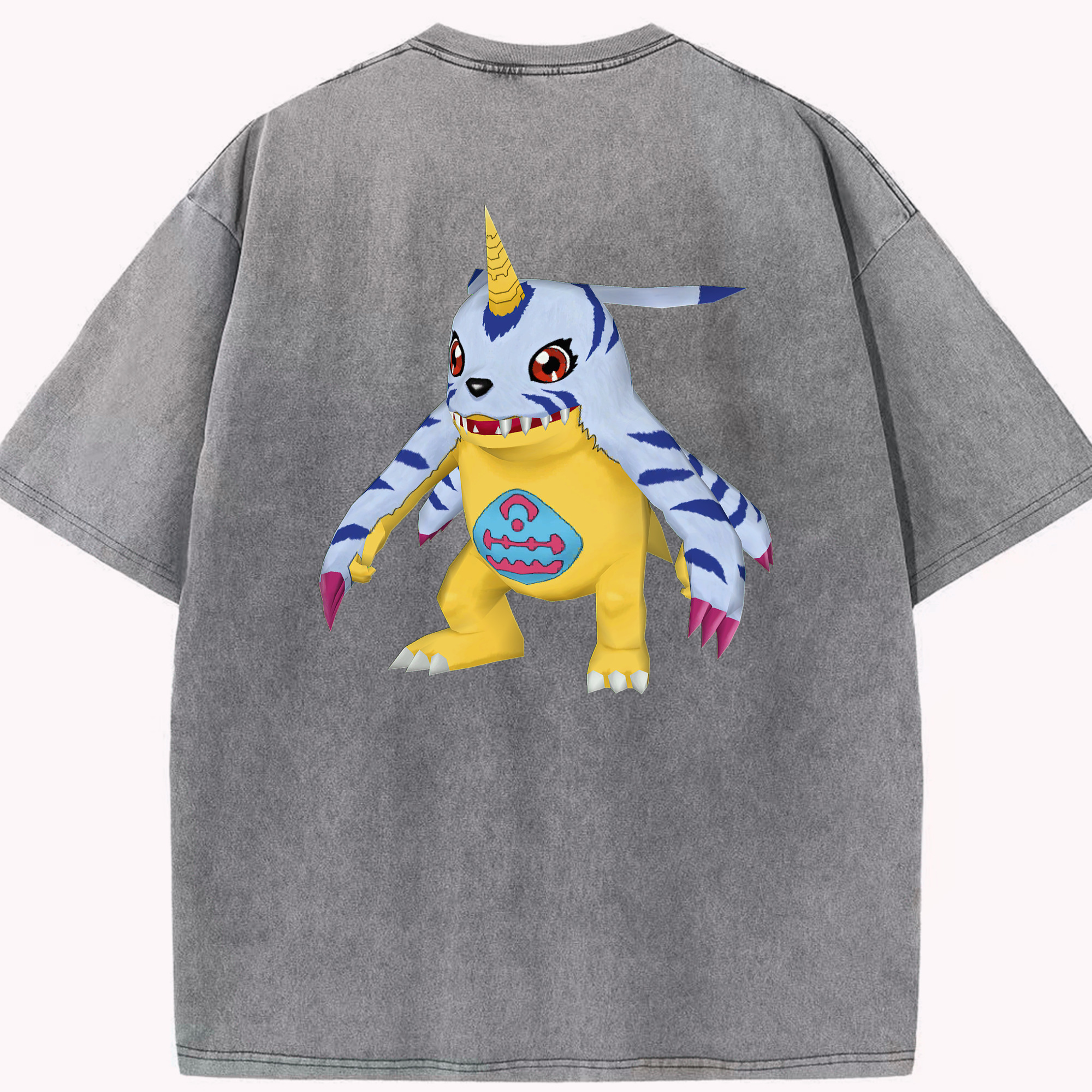 （画像用） Digimon デジタルモンスター/デジモン 綿100% ヴィンテージ風 半袖Tシャツ（背面プリント）