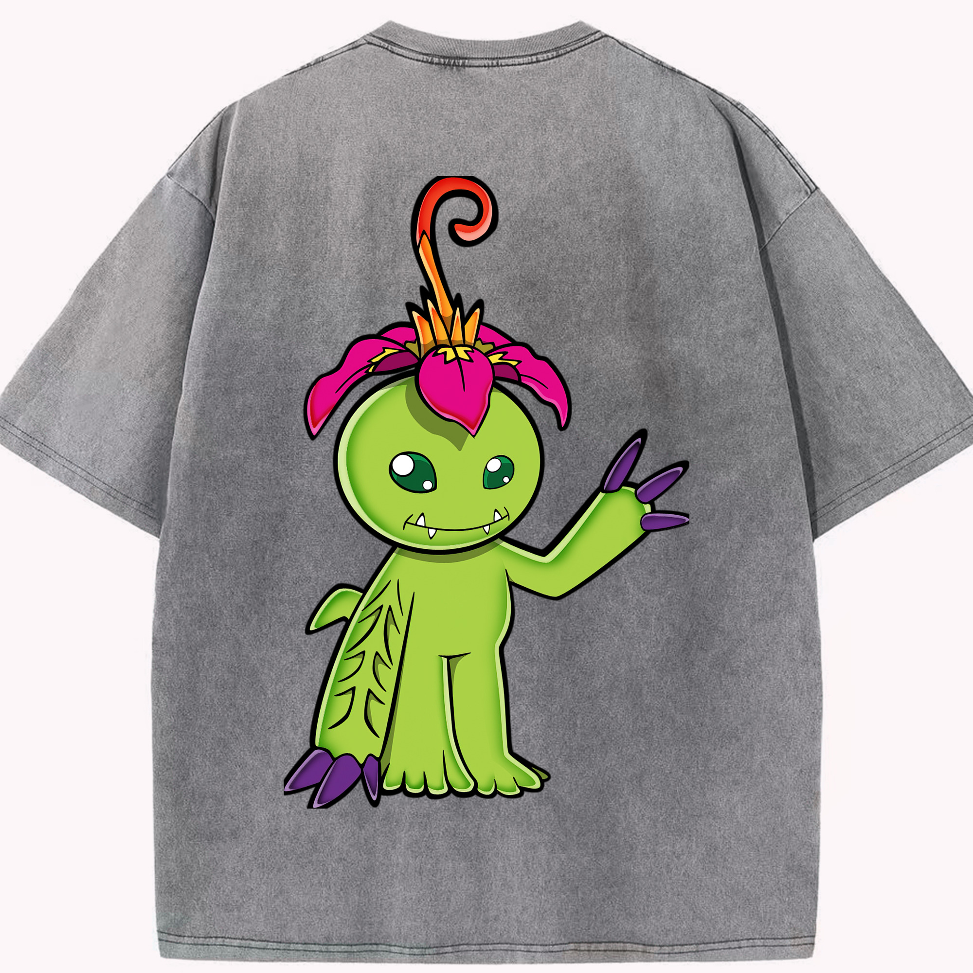 （画像用） Digimon デジタルモンスター/デジモン 綿100% ヴィンテージ風 半袖Tシャツ（背面プリント）