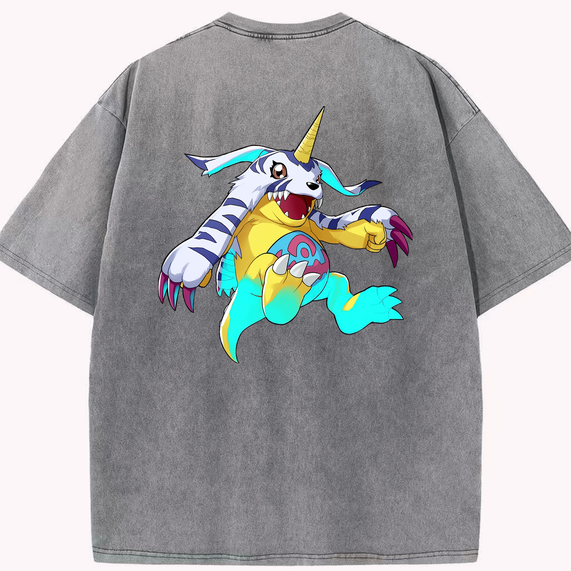 （画像用） Digimon デジタルモンスター/デジモン 綿100% ヴィンテージ風 半袖Tシャツ（背面プリント）