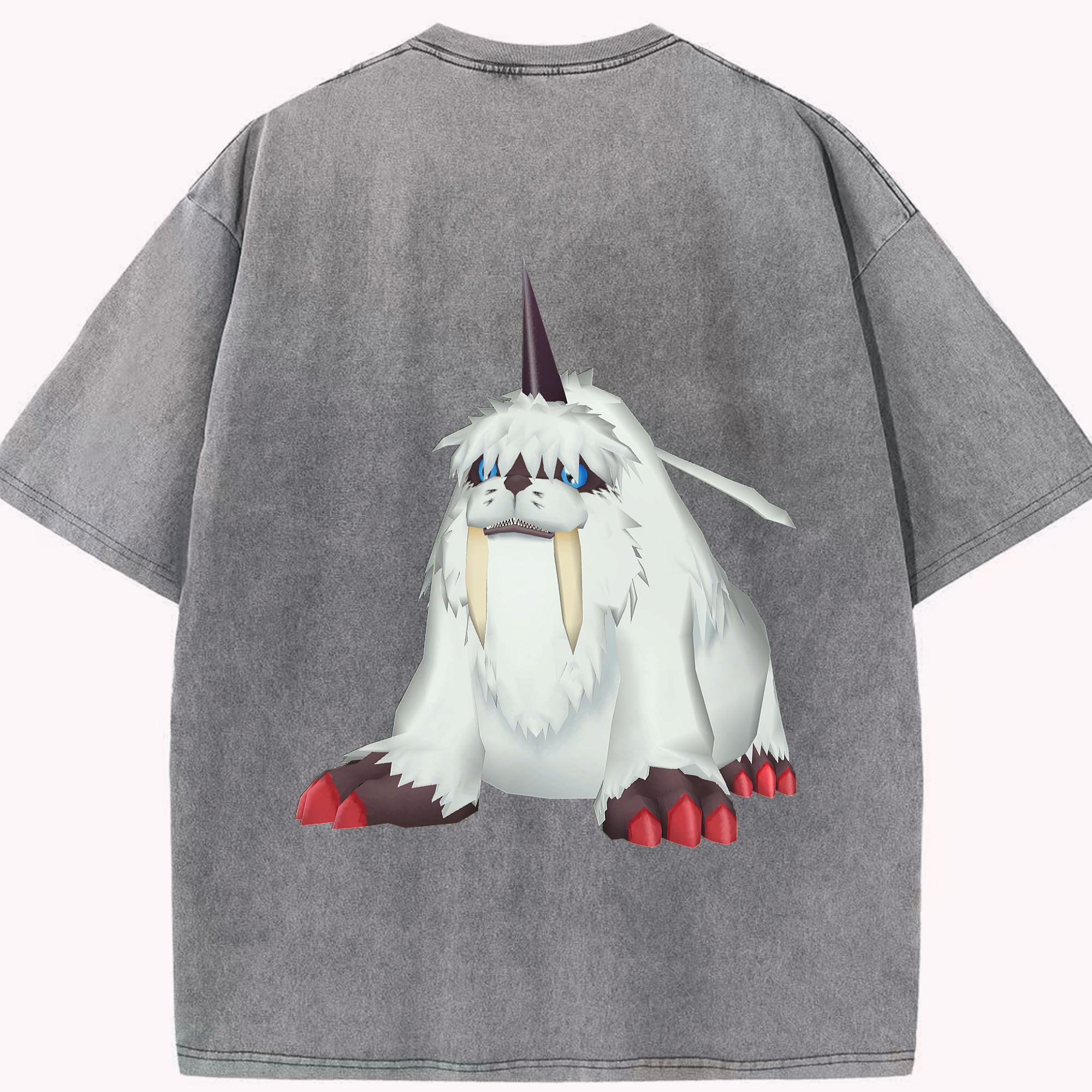 （画像用） Digimon デジタルモンスター/デジモン 綿100% ヴィンテージ風 半袖Tシャツ（背面プリント）