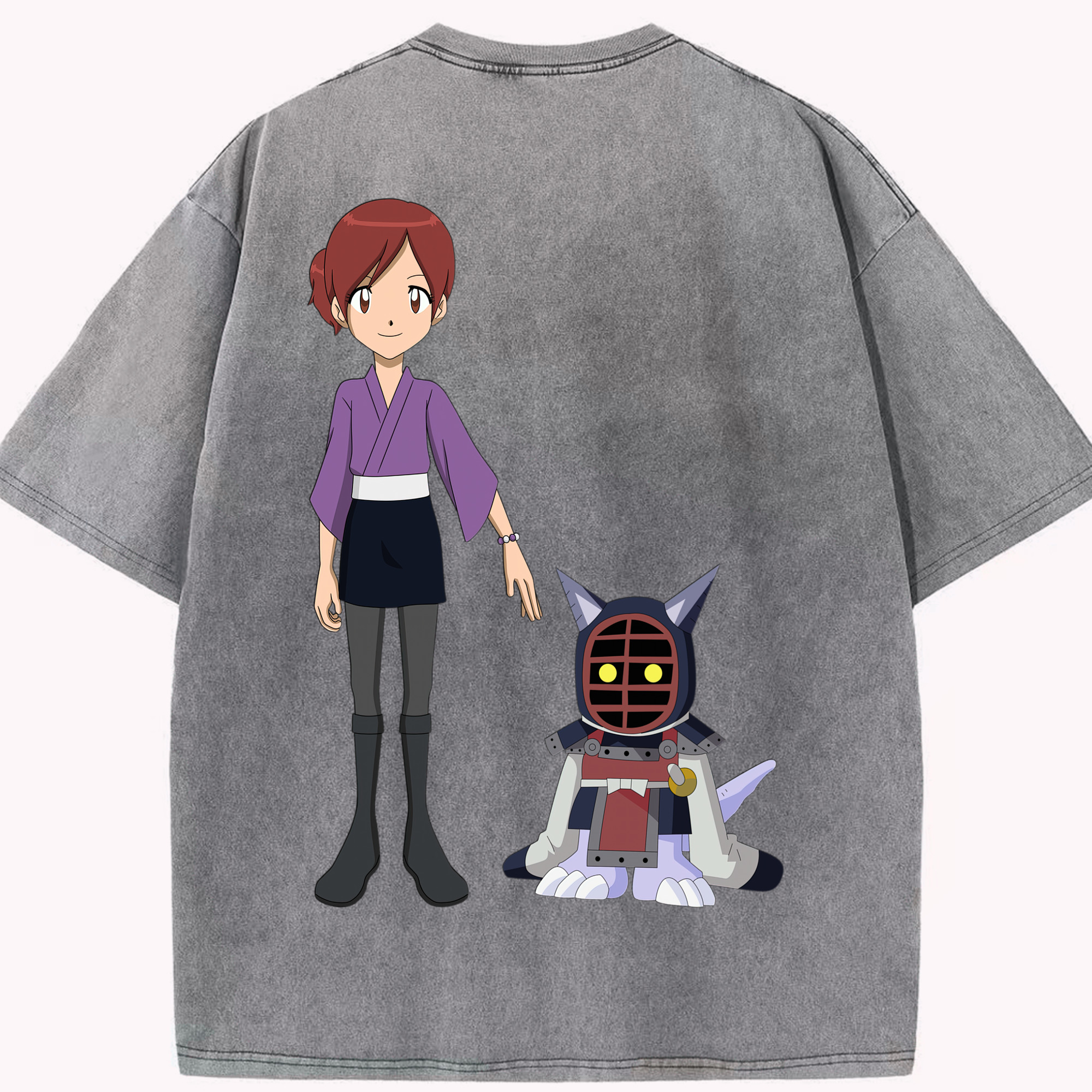 （画像用） Digimon デジタルモンスター/デジモン 綿100% ヴィンテージ風 半袖Tシャツ（背面プリント）