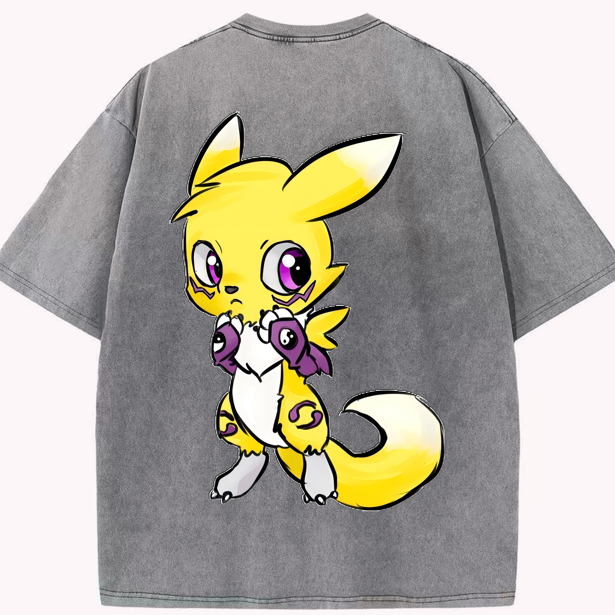 （画像用） Digimon デジタルモンスター/デジモン 綿100% ヴィンテージ風 半袖Tシャツ（背面プリント）