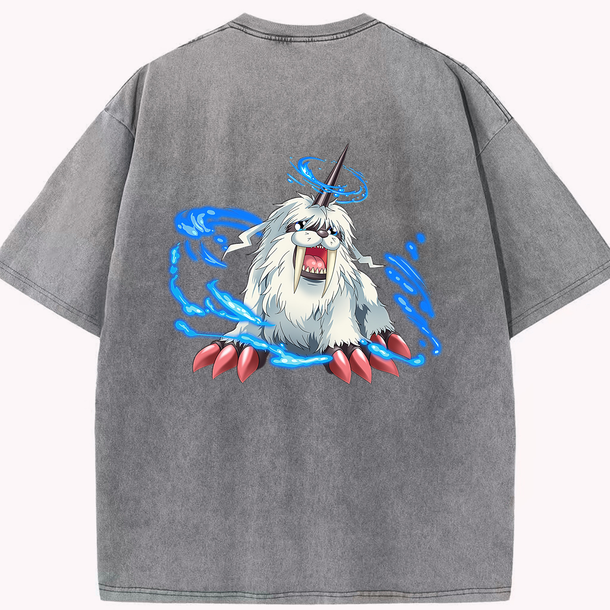 （画像用） Digimon デジタルモンスター/デジモン 綿100% ヴィンテージ風 半袖Tシャツ（背面プリント）