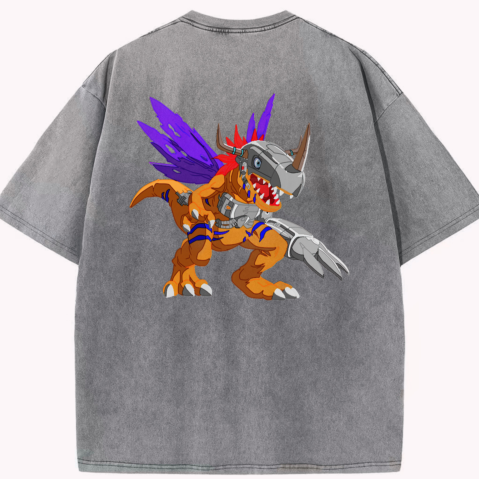 （画像用） Digimon デジタルモンスター/デジモン 綿100% ヴィンテージ風 半袖Tシャツ（背面プリント）