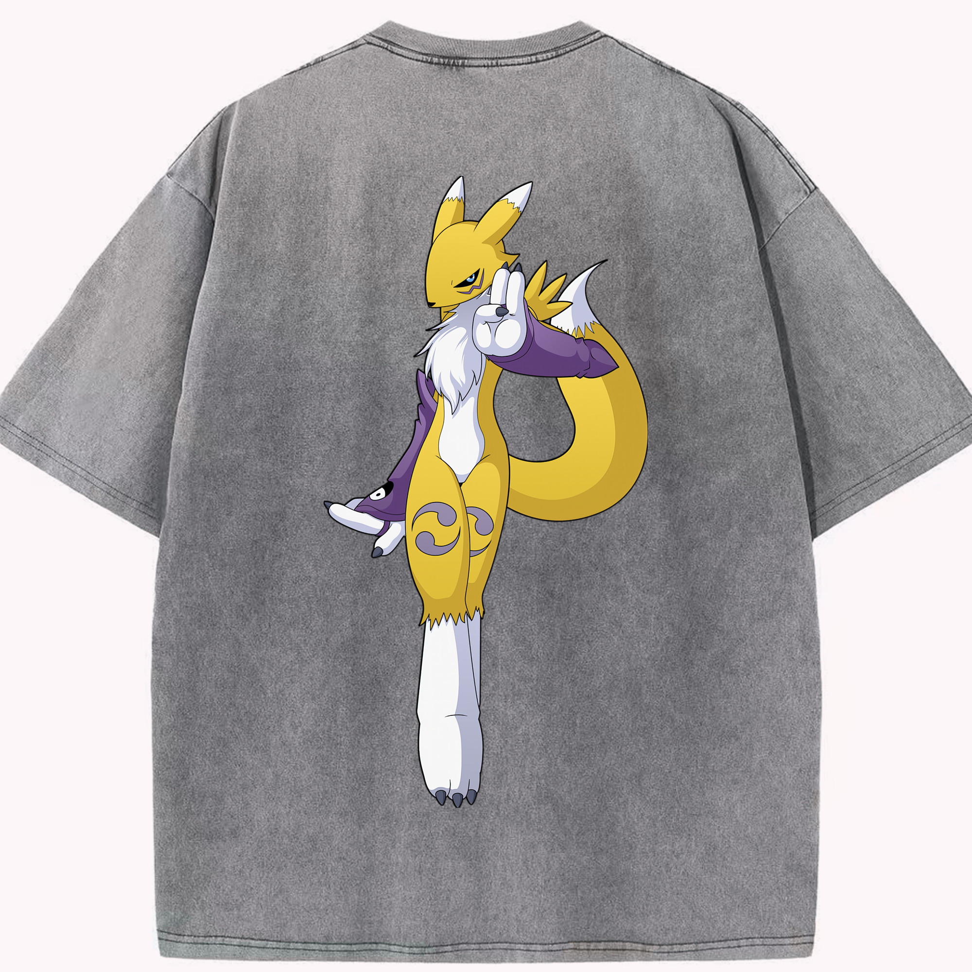 （画像用） Digimon デジタルモンスター/デジモン 綿100% ヴィンテージ風 半袖Tシャツ（背面プリント）