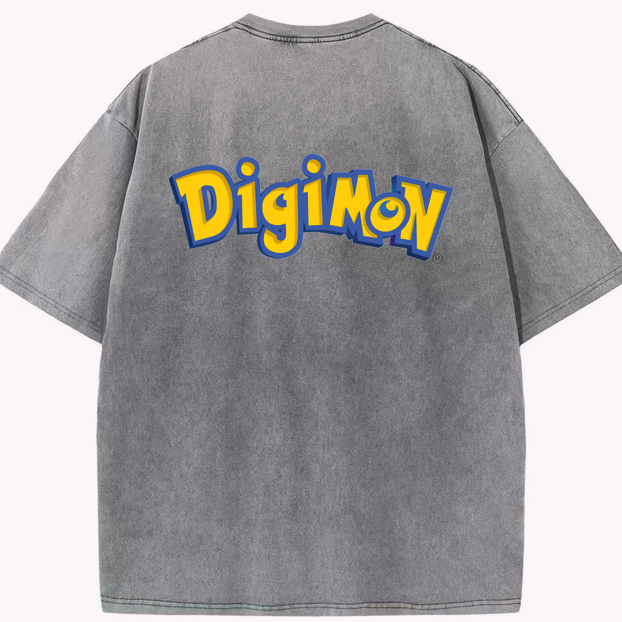 （画像用） Digimon デジタルモンスター/デジモン 綿100% ヴィンテージ風 半袖Tシャツ（背面プリント）